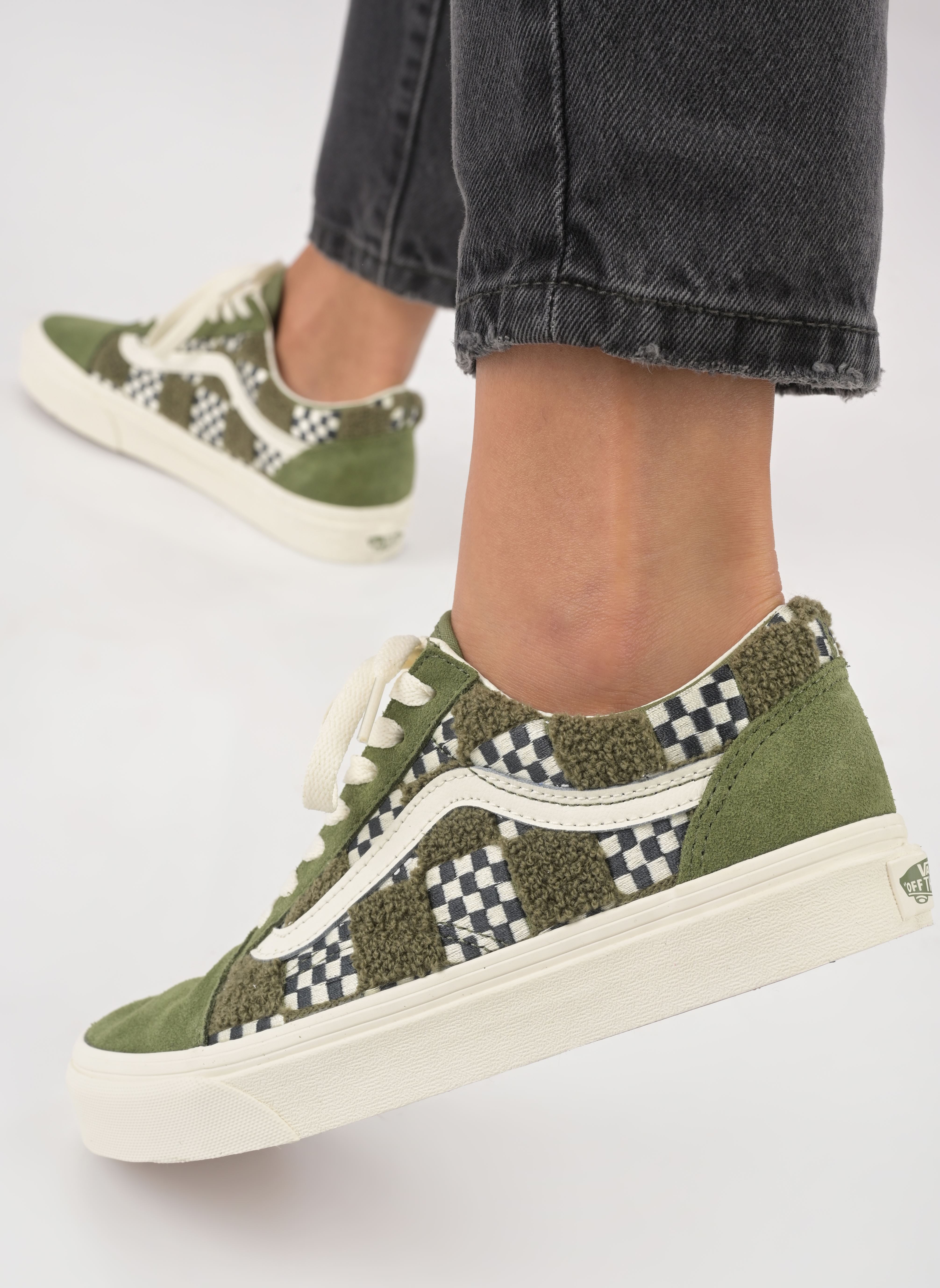 Baskets basses Old Skool femme vert Vans Baskets basses Old Skool femme vert TUFTED CHECK LODEN GREEN