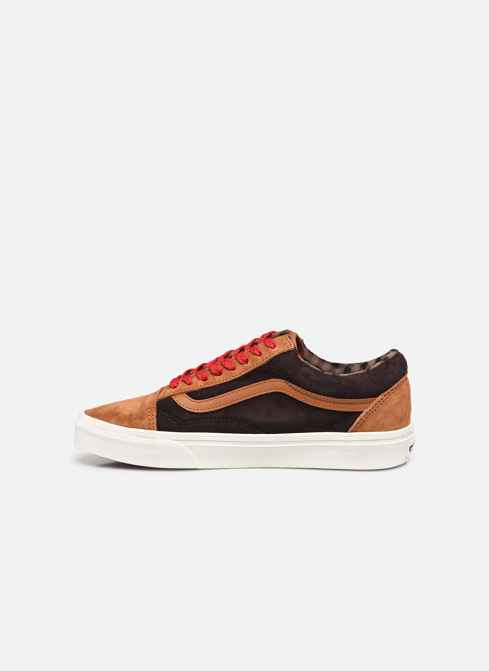 Baskets basses Old Skool homme marron Vans Baskets basses Old Skool homme marron Pig Suede Plaid Glazed Ginger