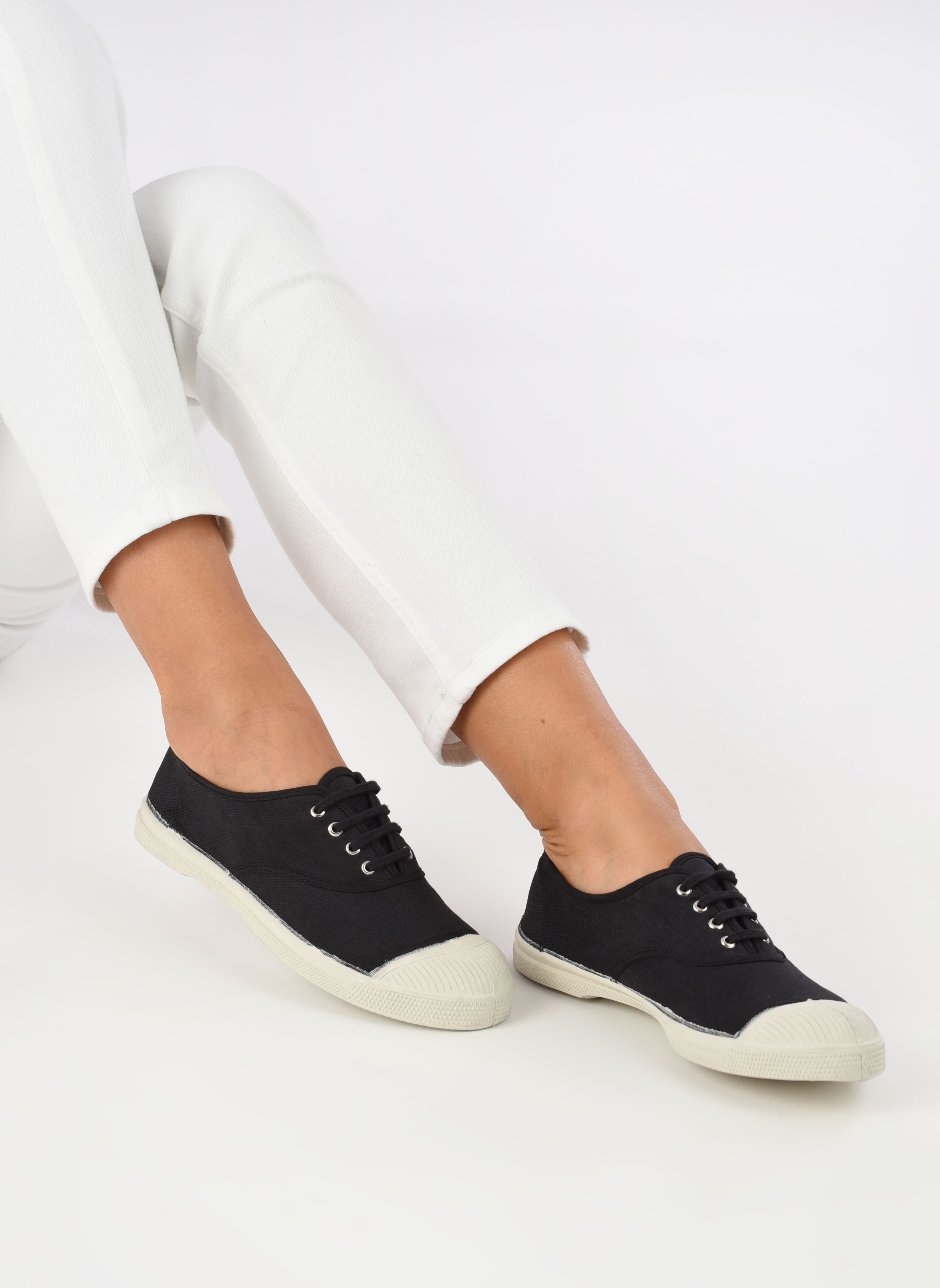 Baskets toile Tennis Lacets W femme noir Bensimon Baskets toile Tennis Lacets W femme noir CARBONE