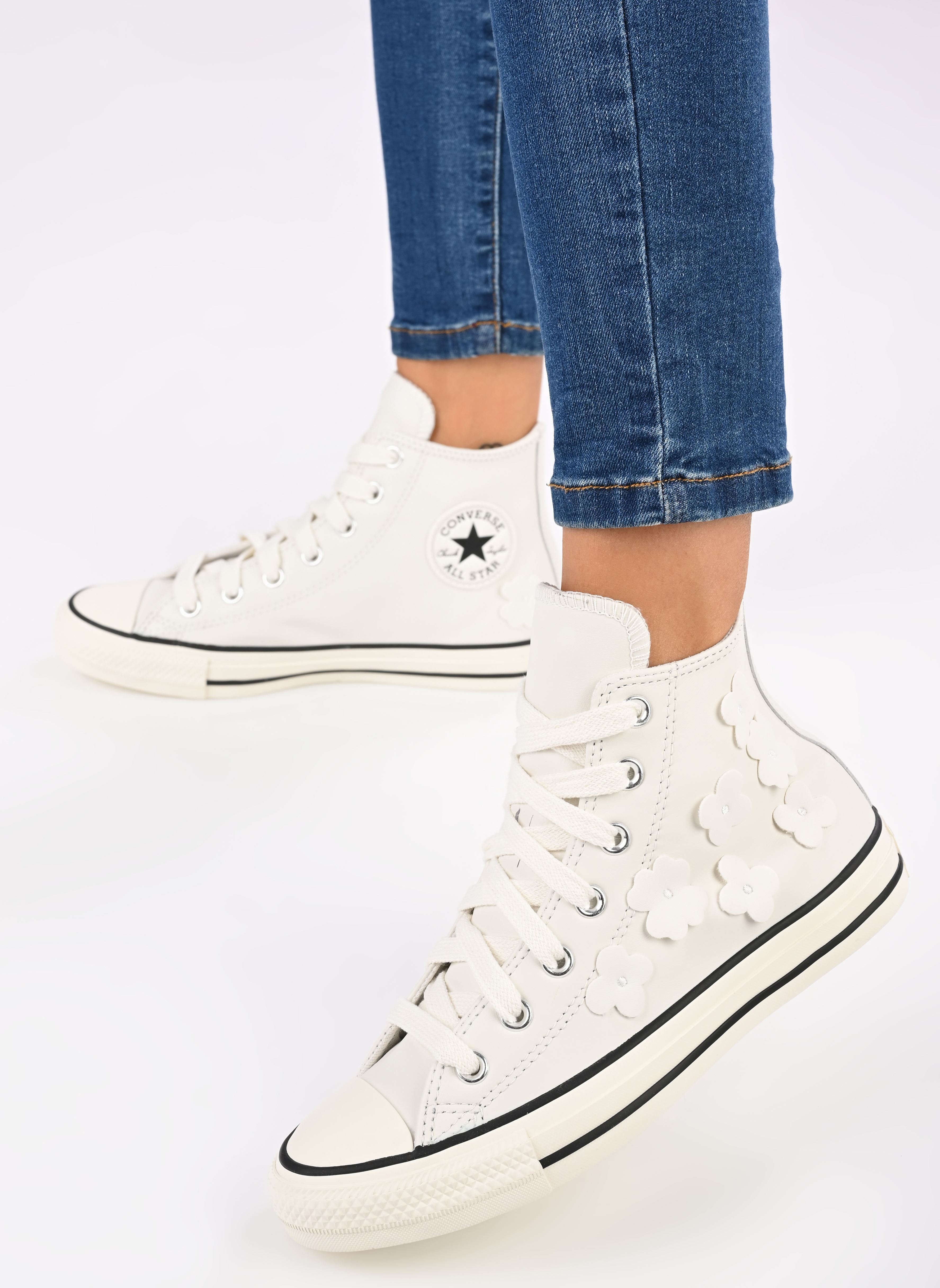 Leinen-Sneaker Chuck Taylor All Star Hi damen weiß Converse Leinen-Sneaker Chuck Taylor All Star Hi damen weiß VINTAGE WHITE/EGRET/BLACK