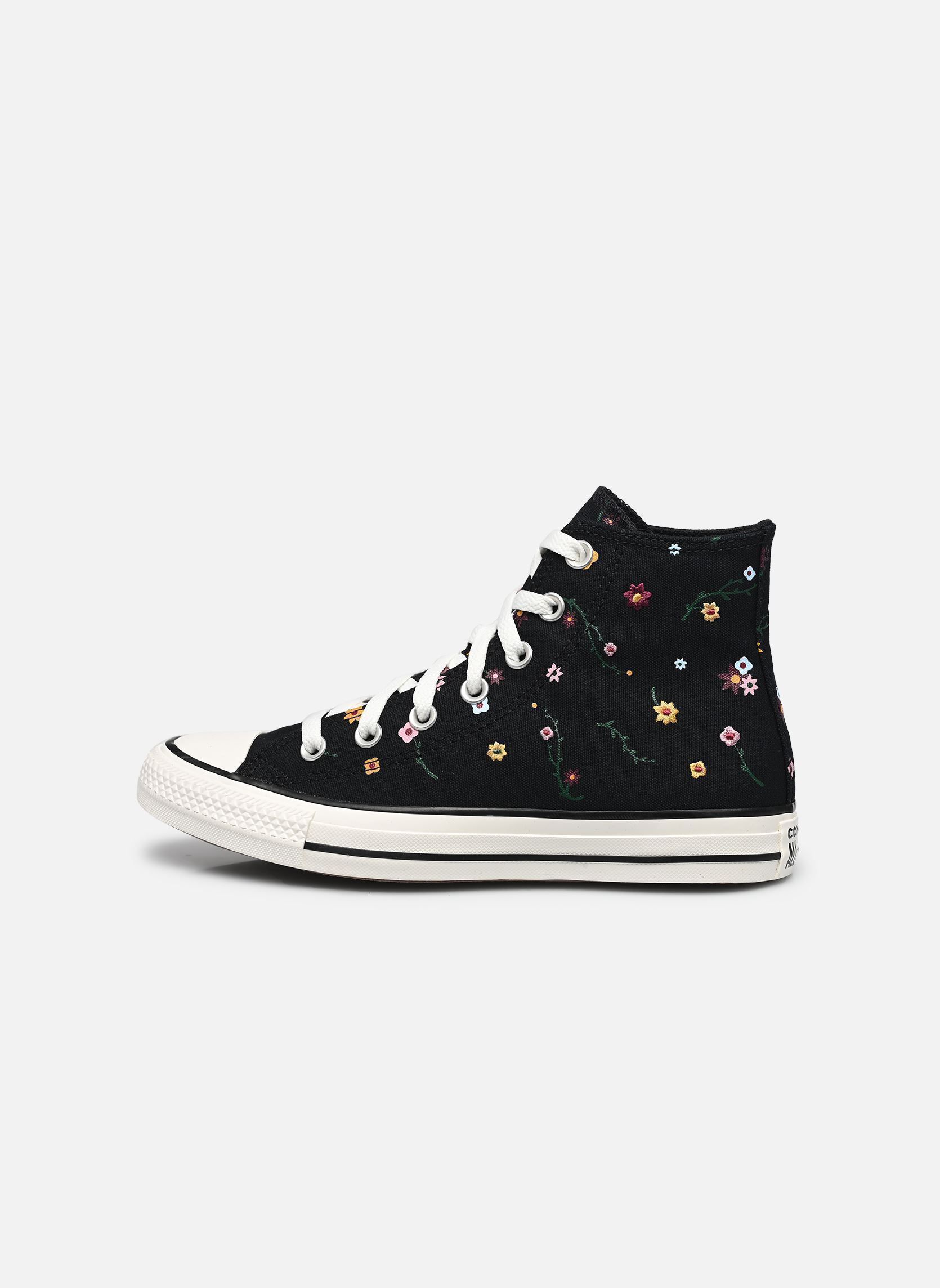 Leinen-Sneaker Chuck Taylor All Star Hi damen schwarz Converse Leinen-Sneaker Chuck Taylor All Star Hi damen schwarz BLACK/FROZEN ACAI/BRANCH OUT