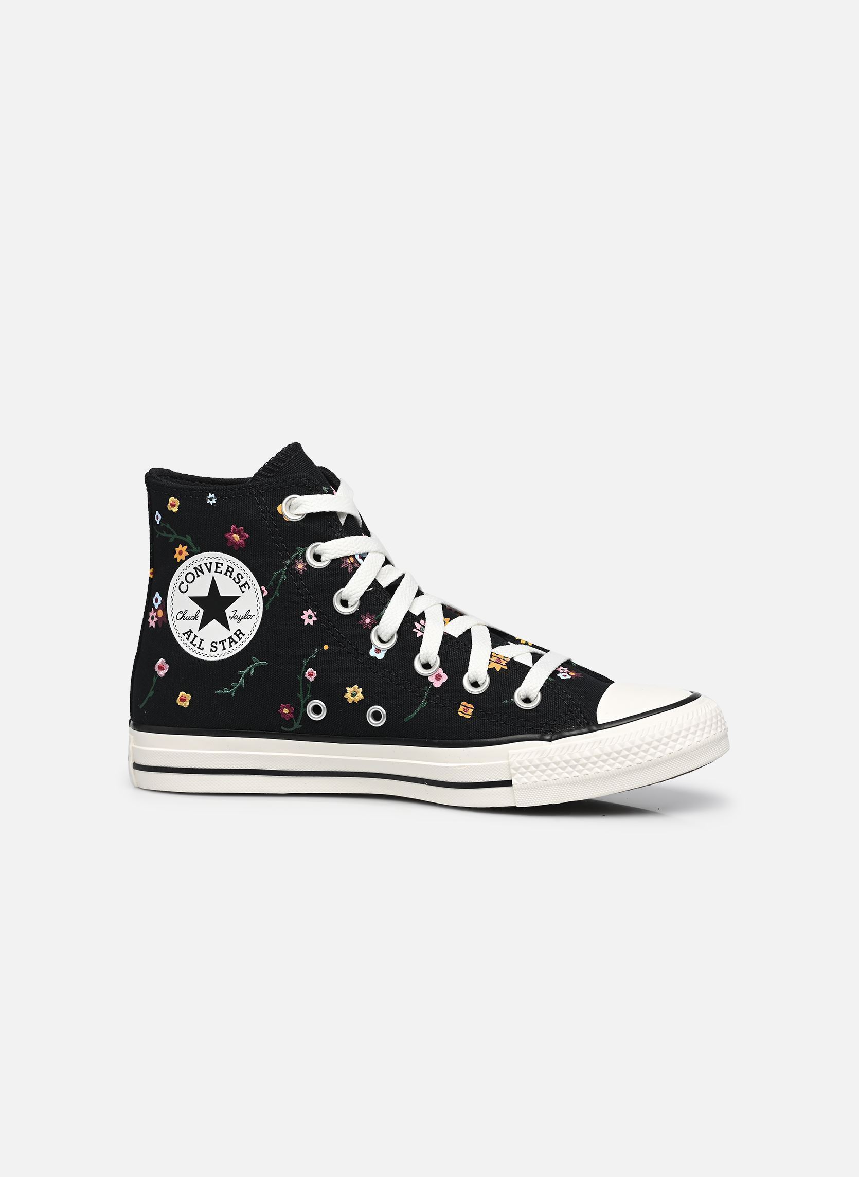 Leinen-Sneaker Chuck Taylor All Star Hi damen schwarz Converse Leinen-Sneaker Chuck Taylor All Star Hi damen schwarz BLACK/FROZEN ACAI/BRANCH OUT