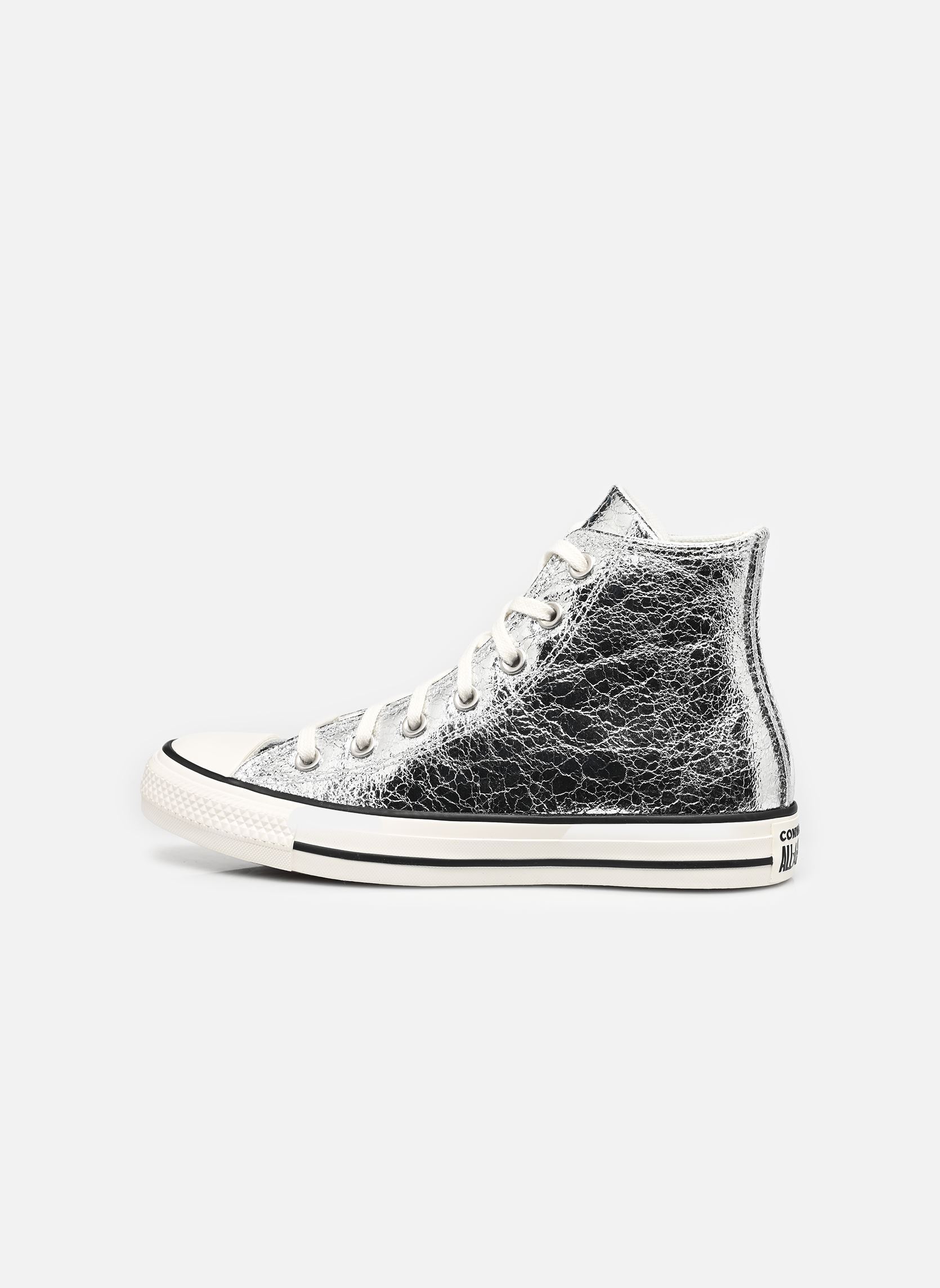 Leinen-Sneaker Chuck Taylor All Star Hi damen silber Converse Leinen-Sneaker Chuck Taylor All Star Hi damen silber METALLIC SILVER/VINTAGE WHITE