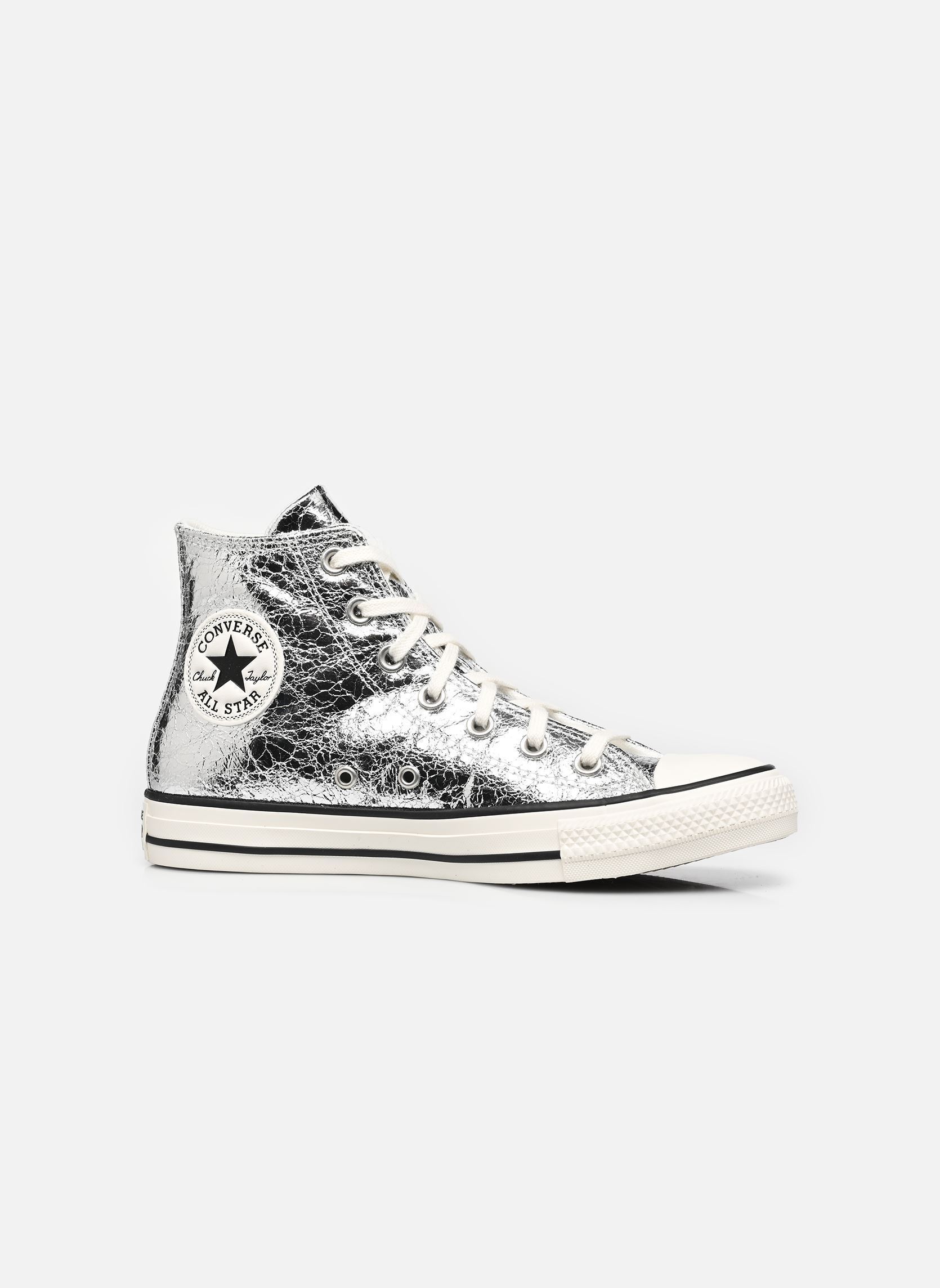 Leinen-Sneaker Chuck Taylor All Star Hi damen silber Converse Leinen-Sneaker Chuck Taylor All Star Hi damen silber METALLIC SILVER/VINTAGE WHITE