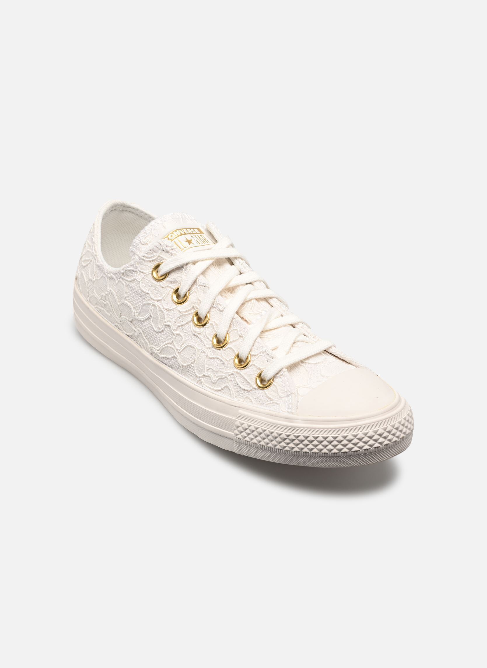 Leinen-Sneaker Chuck Taylor All Star Ox weiß Converse Leinen-Sneaker Chuck Taylor All Star Ox weiß VINTAGE WHITE/VINTAGE WHITE/GO
