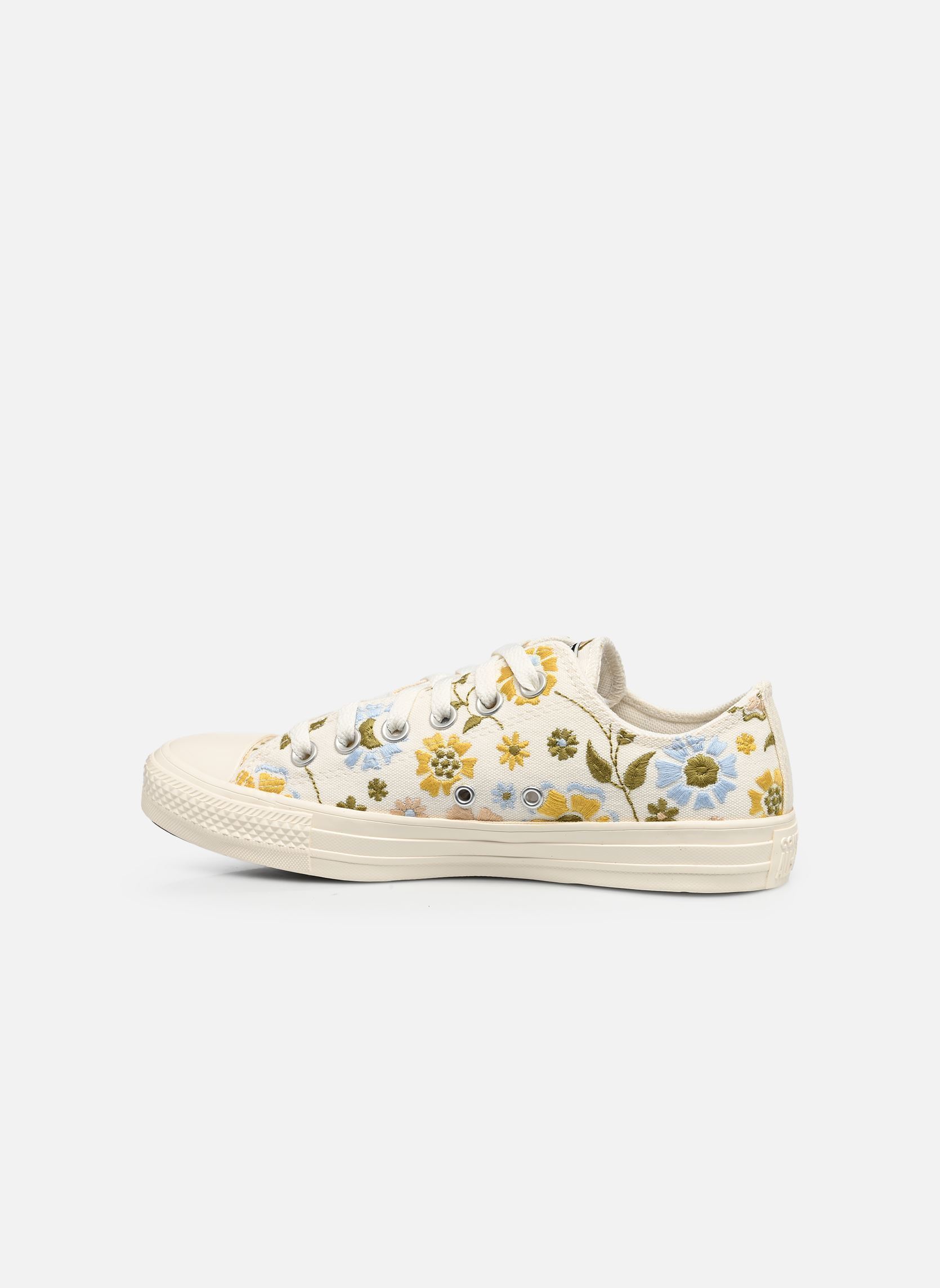 Leinen-Sneaker Chuck Taylor All Star Ox damen mehrfarbig Converse Leinen-Sneaker Chuck Taylor All Star Ox damen mehrfarbig EGRET/BRIGHT OUTLOOK/CLEAR SKI