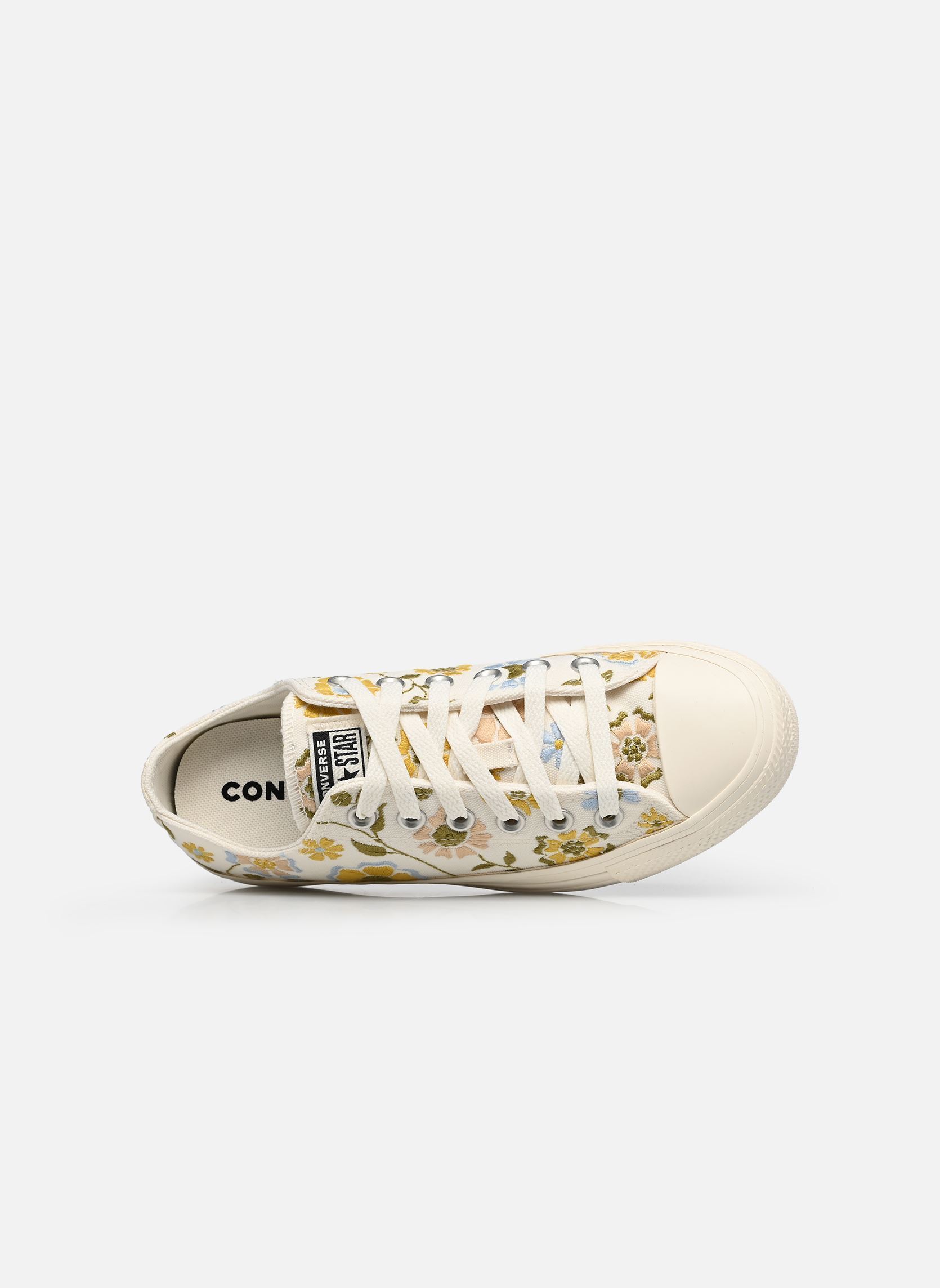 Leinen-Sneaker Chuck Taylor All Star Ox damen mehrfarbig Converse Leinen-Sneaker Chuck Taylor All Star Ox damen mehrfarbig EGRET/BRIGHT OUTLOOK/CLEAR SKI