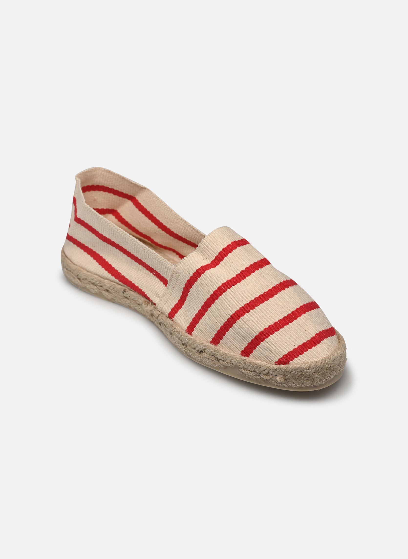 Platte espadrilles Sabline Rayure F dames wit La maison de l'espadrille Platte espadrilles Sabline Rayure F dames wit F ECRU ROUGE