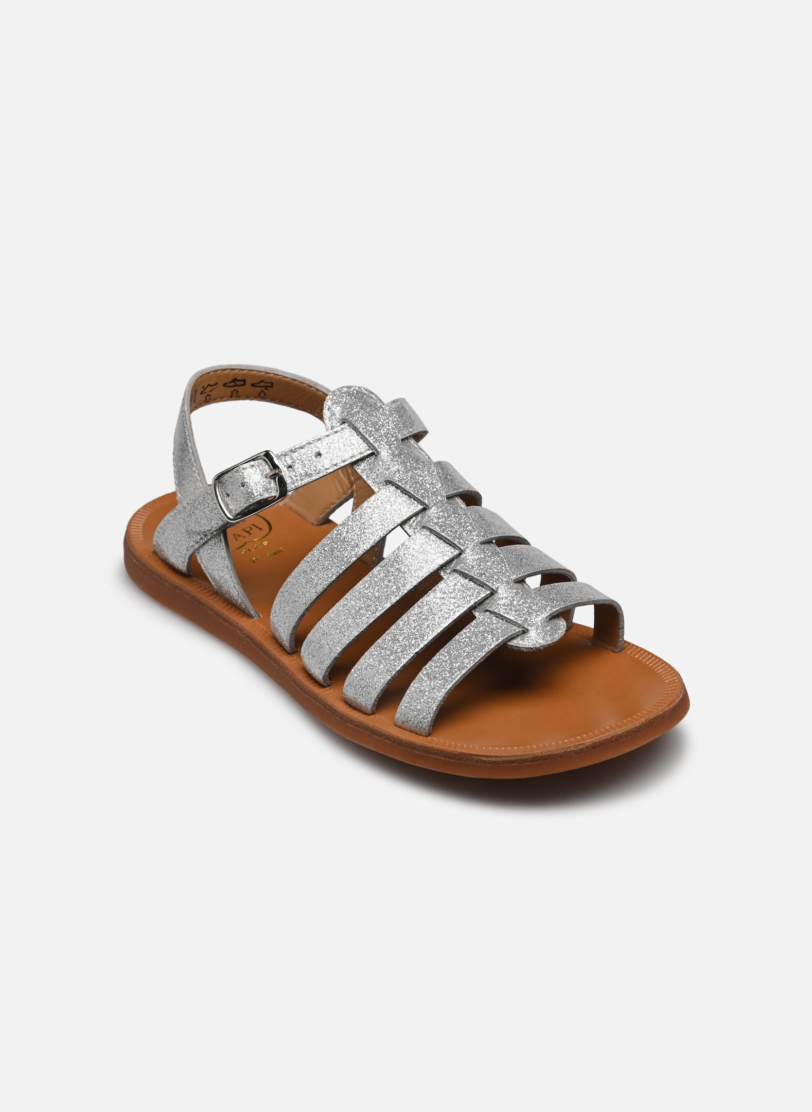 Sandalen Plagette Strap mädchen silber Pom d Api Sandalen Plagette Strap mädchen silber ARGENT 2
