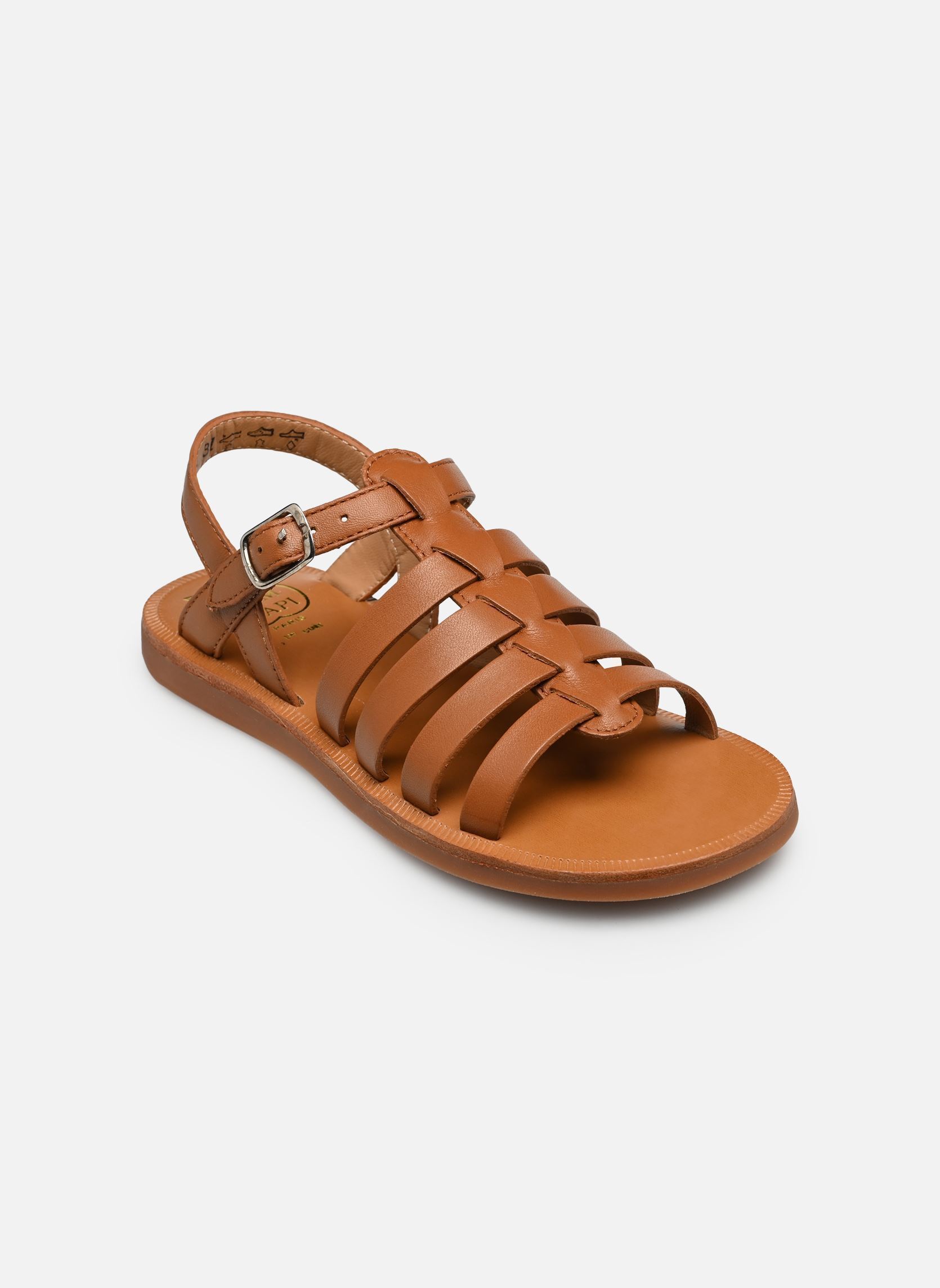 Sandalen Plagette Strap mädchen braun Pom d Api Sandalen Plagette Strap mädchen braun CUERO