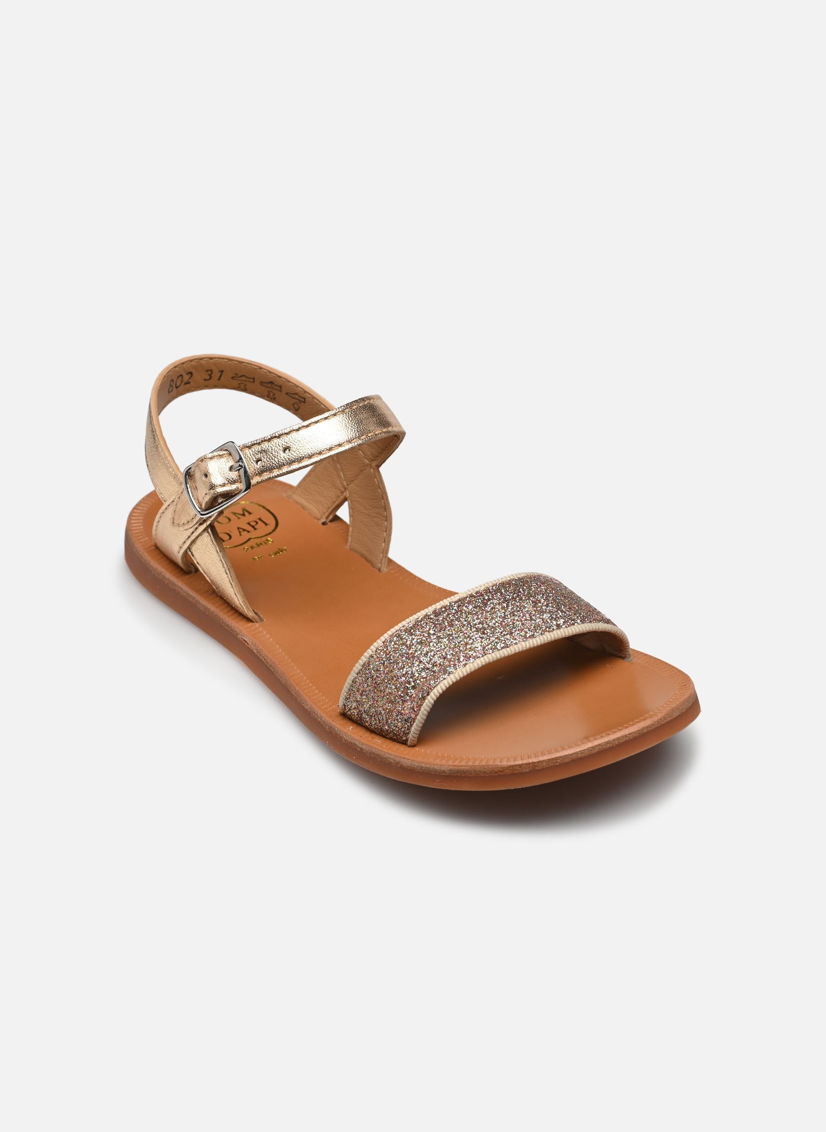 Sandales Plagette Buckle Tao fille or et bronze Pom d Api Sandales Plagette Buckle Tao fille or et bronze IVORY-GOLD