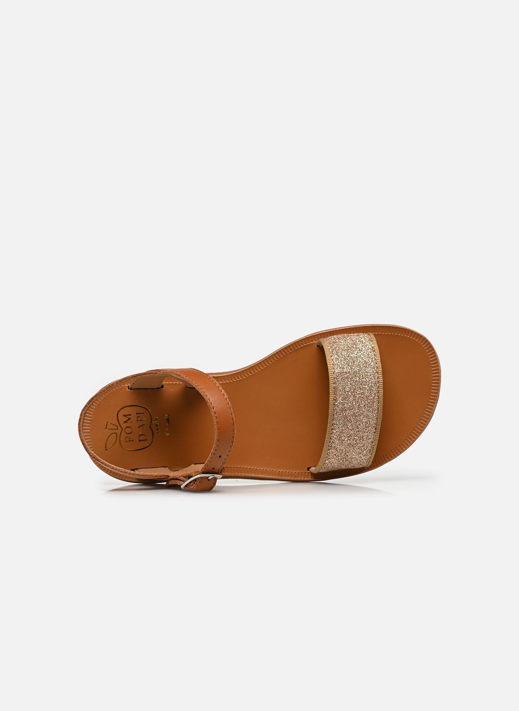 Sandales Plagette Buckle Tao fille marron Pom d Api Sandales Plagette Buckle Tao fille marron CUERO-GOLD