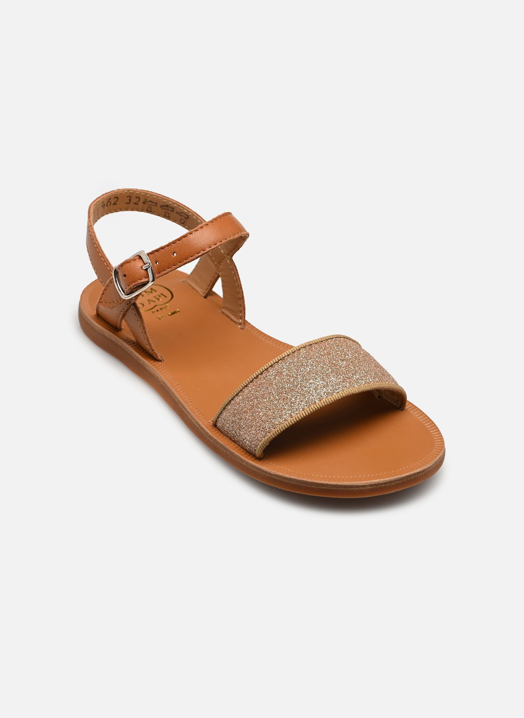 Sandales Plagette Buckle Tao fille marron Pom d Api Sandales Plagette Buckle Tao fille marron CUERO-GOLD