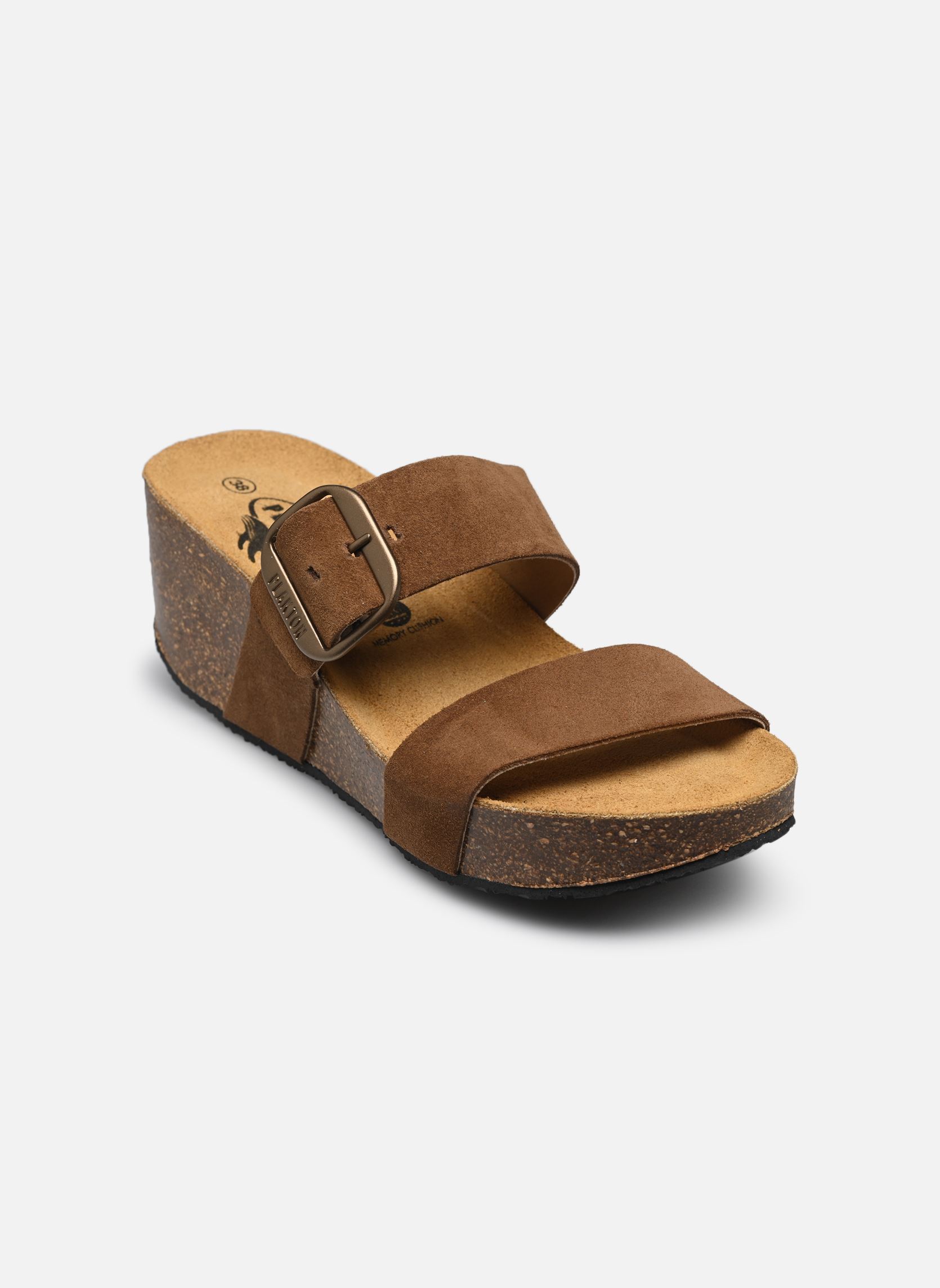 Sandali Con Zeppa Donna PLAKTON Norte 775895 – Pelle Marrone, Bimateriale, Tacco Basso - 3