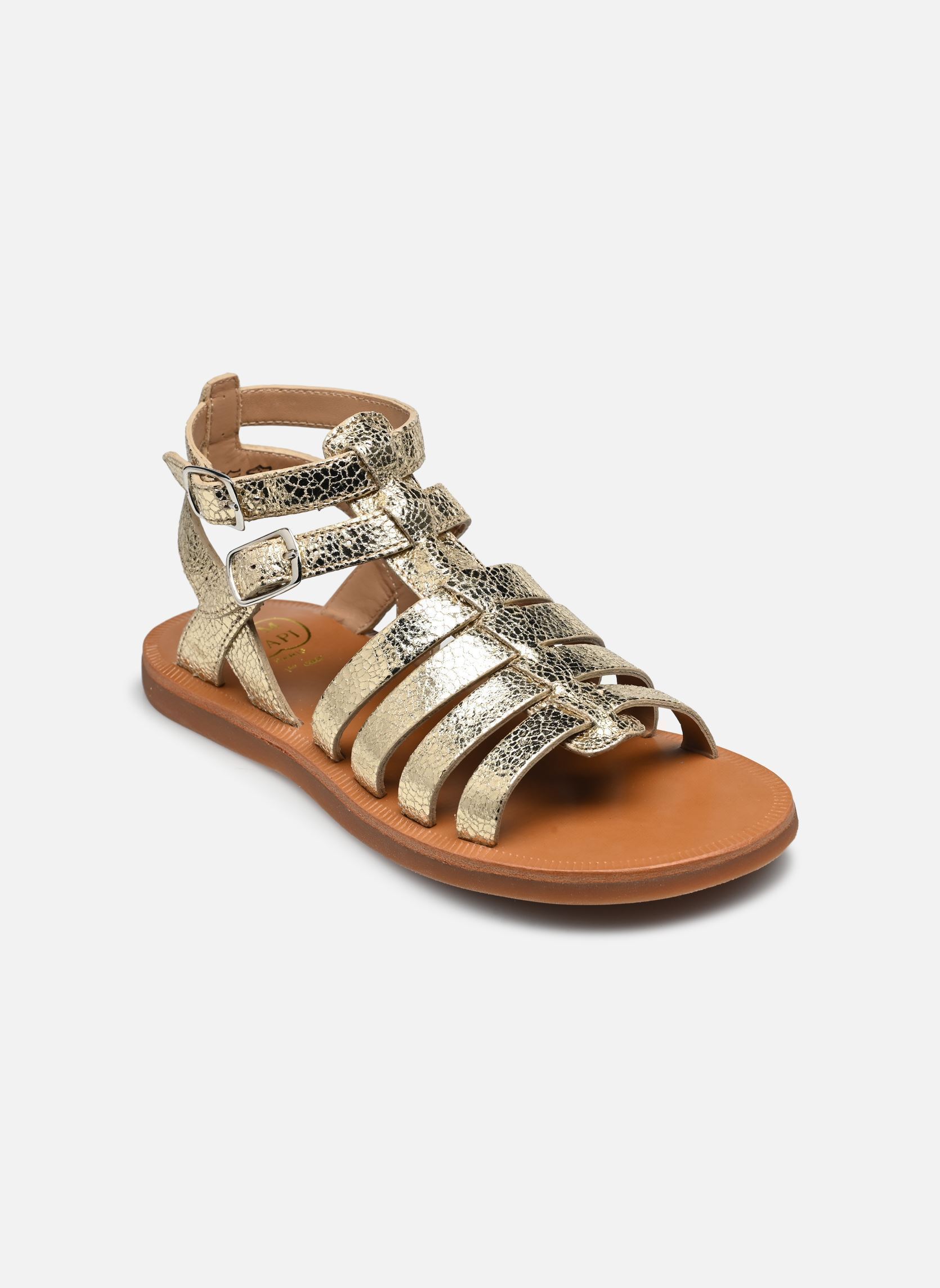 Sandalen PLAGETTE GLADIATOR mädchen gold und bronze Pom d Api Sandalen PLAGETTE GLADIATOR mädchen gold und bronze PLATINE 2