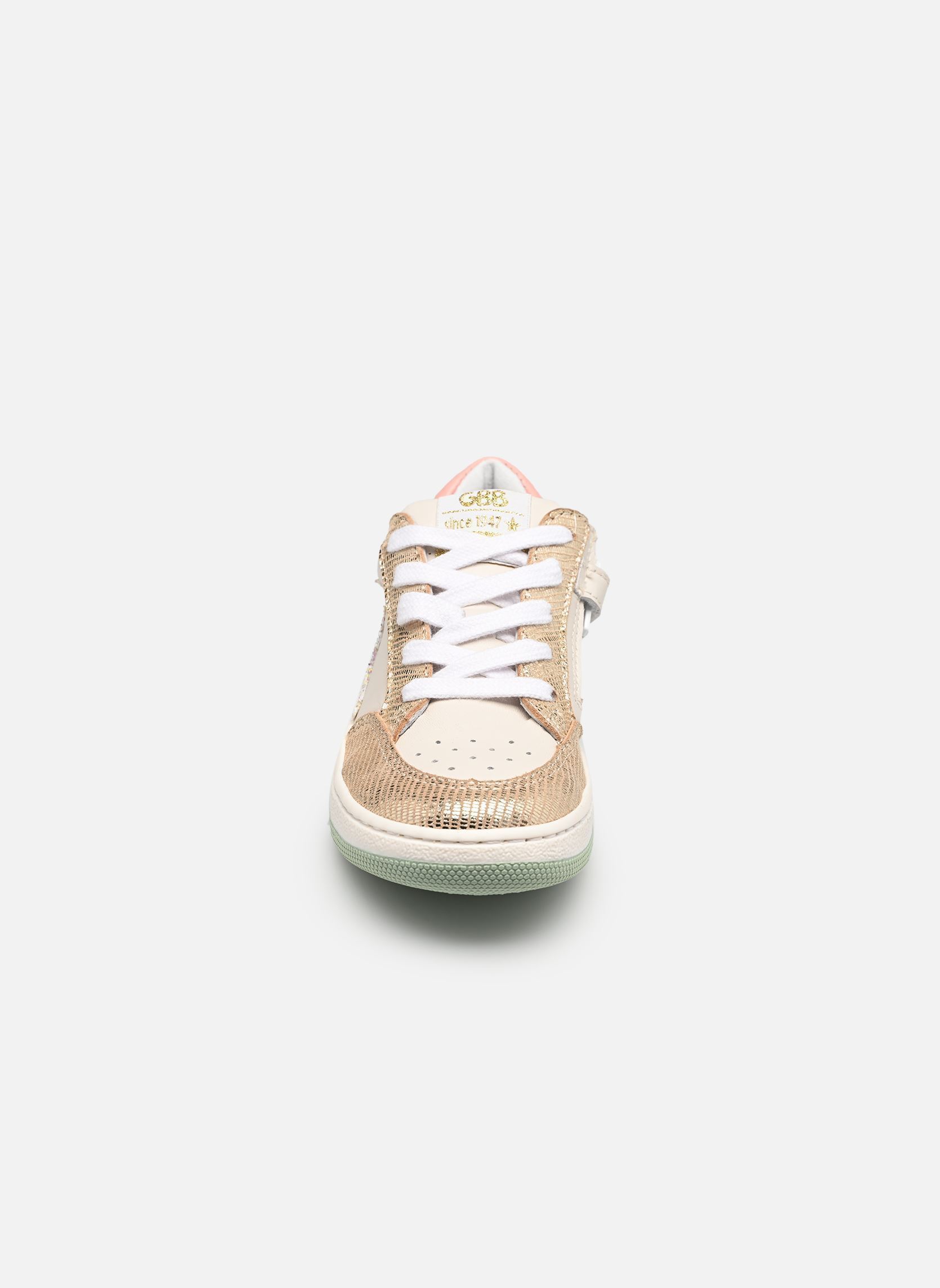 Niedrige Sneaker HERMINE mädchen silber GBB Niedrige Sneaker HERMINE mädchen silber Vte Blanc Or-Vert Fluo