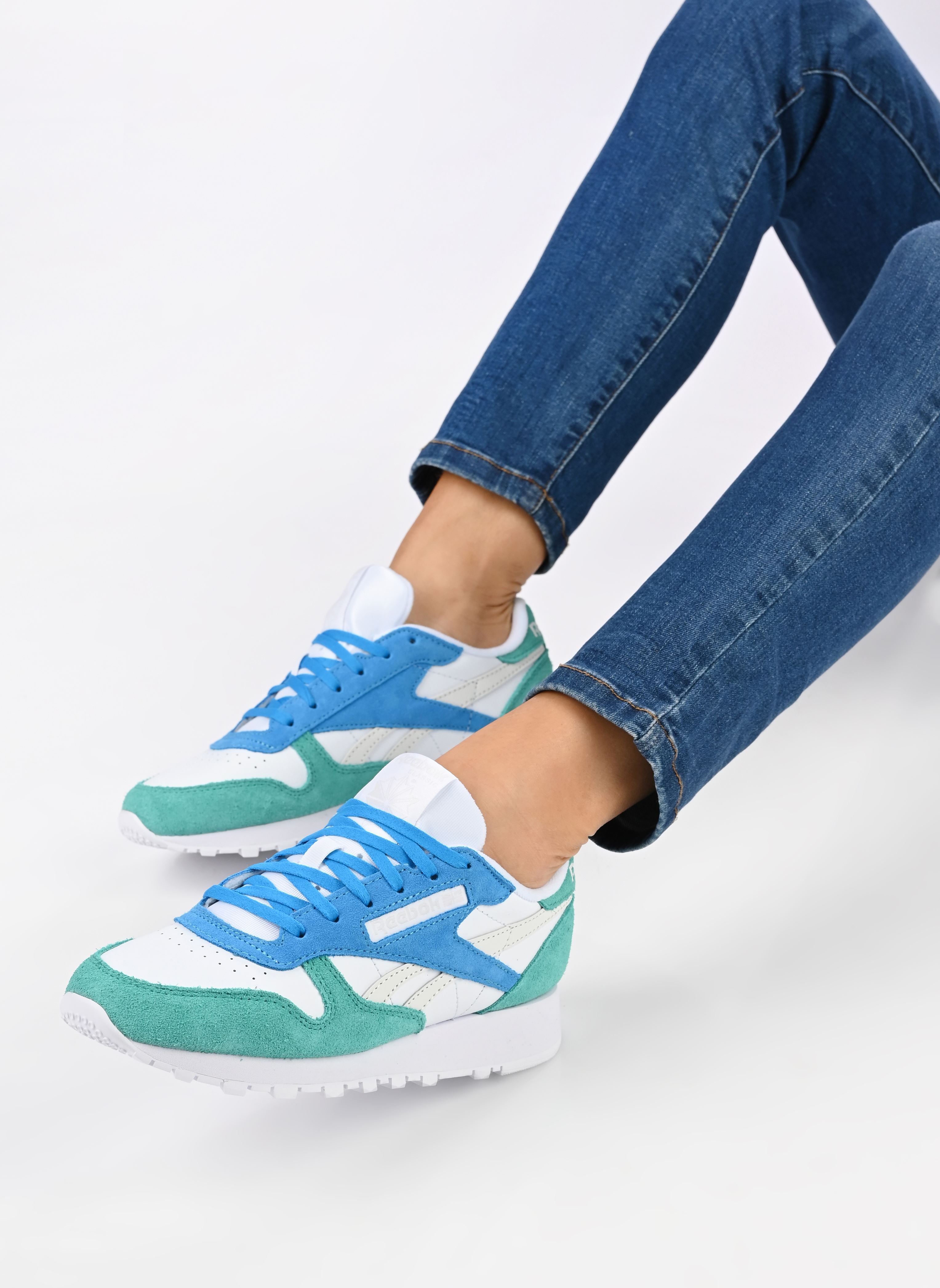 Baskets basses Classic Leather femme multicolore Reebok Baskets basses Classic Leather femme multicolore WHITE/UNLEASHED GREEN/GREY 1
