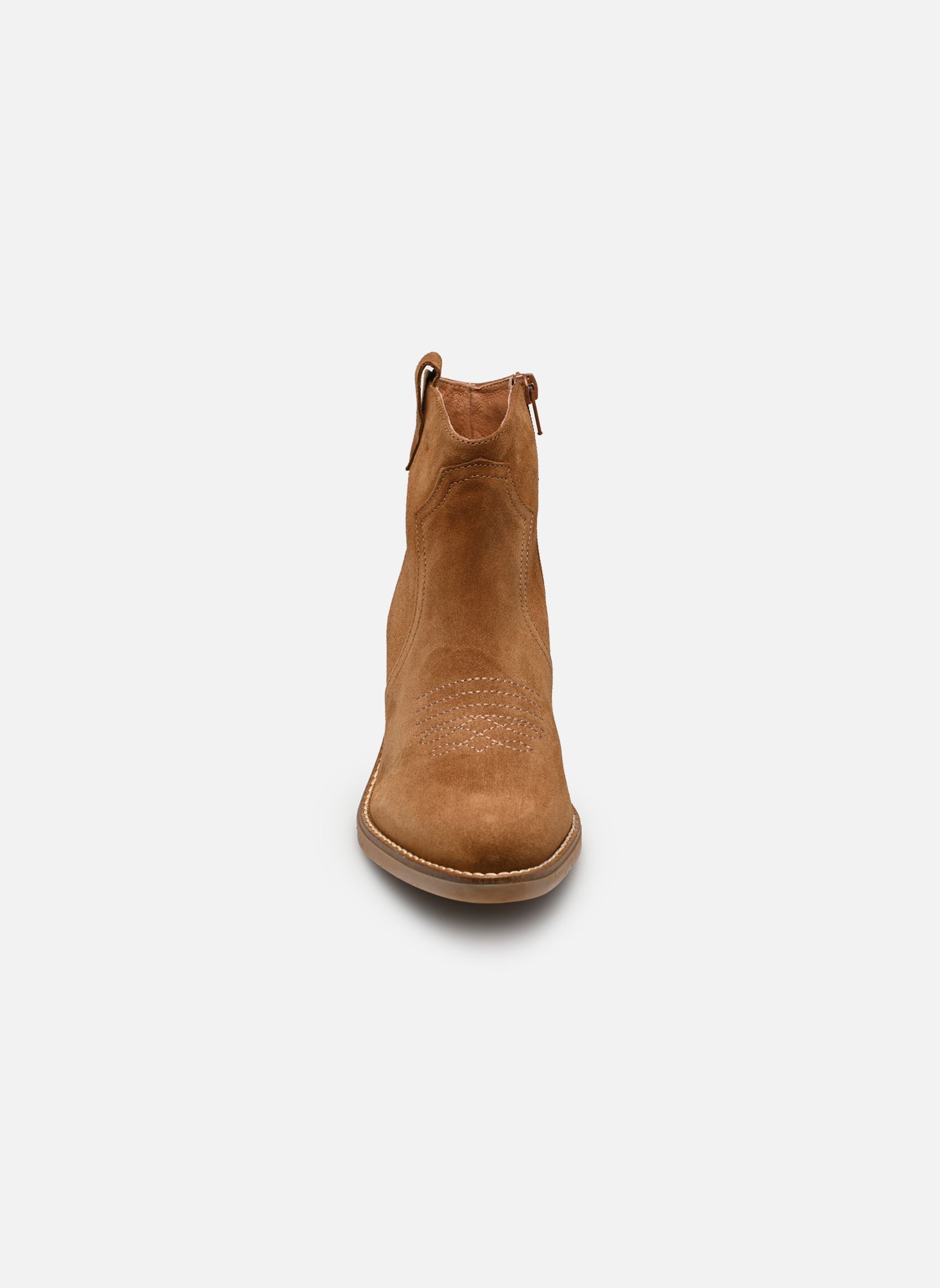 Bottines santiags Ambre femme marron Georgia Rose Bottines santiags Ambre femme marron 10074-0-15 VELOUR COGNAC 07