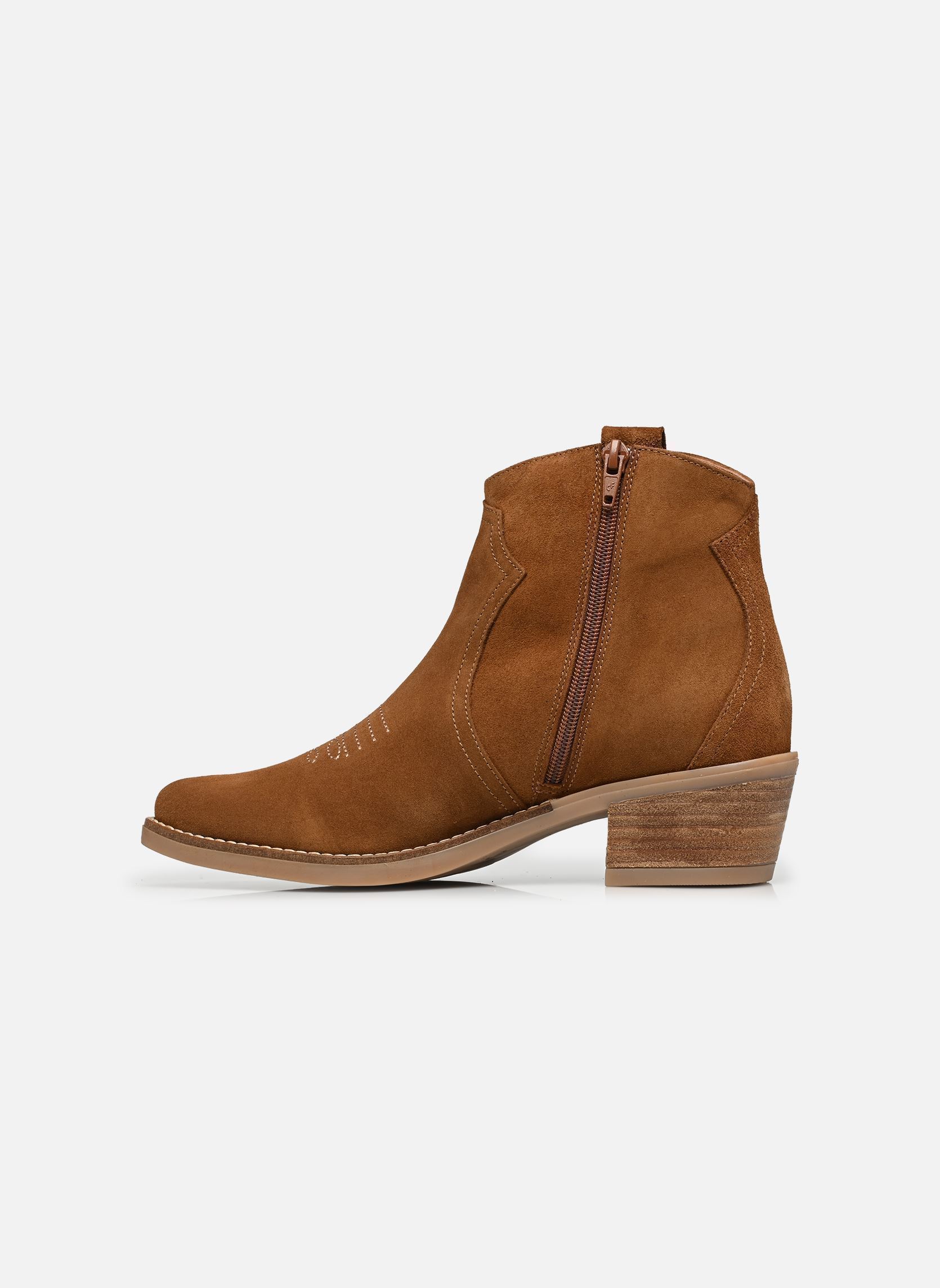 Bottines santiags Ambre femme marron Georgia Rose Bottines santiags Ambre femme marron 10074-0-15 VELOUR COGNAC 07