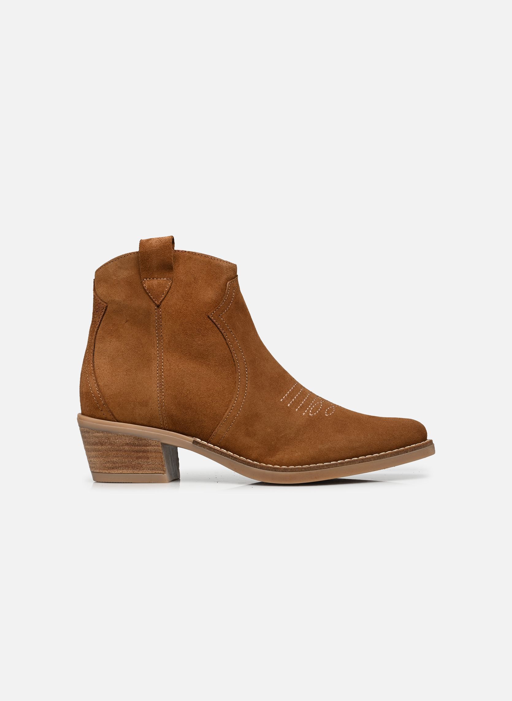 Bottines santiags Ambre femme marron Georgia Rose Bottines santiags Ambre femme marron 10074-0-15 VELOUR COGNAC 07