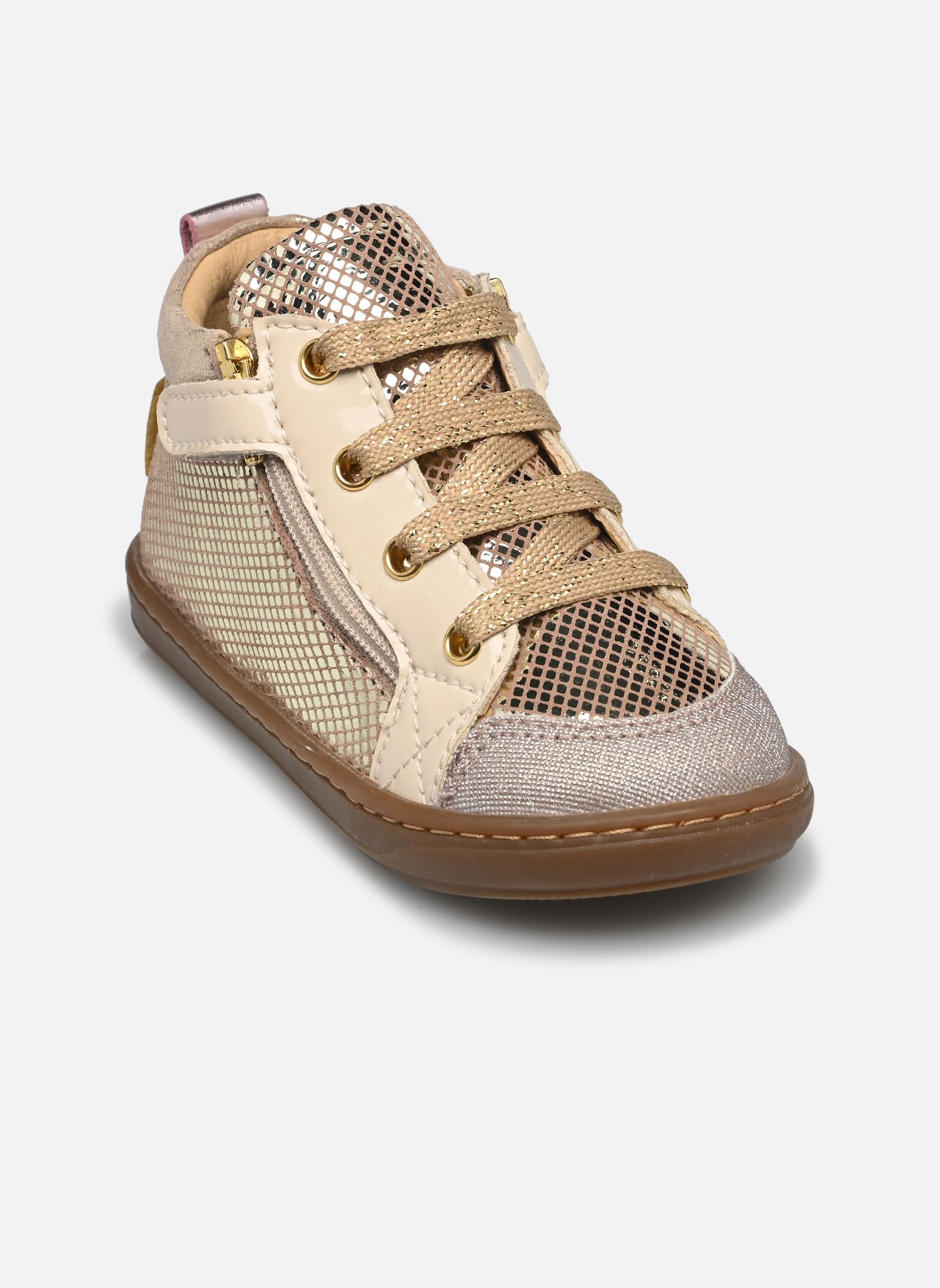 Scarpe primi passi Bouba Bi Zip bambina oro e bronzo Shoo Pom Scarpe primi passi Bouba Bi Zip bambina oro e bronzo OLD PINK-PLATINE