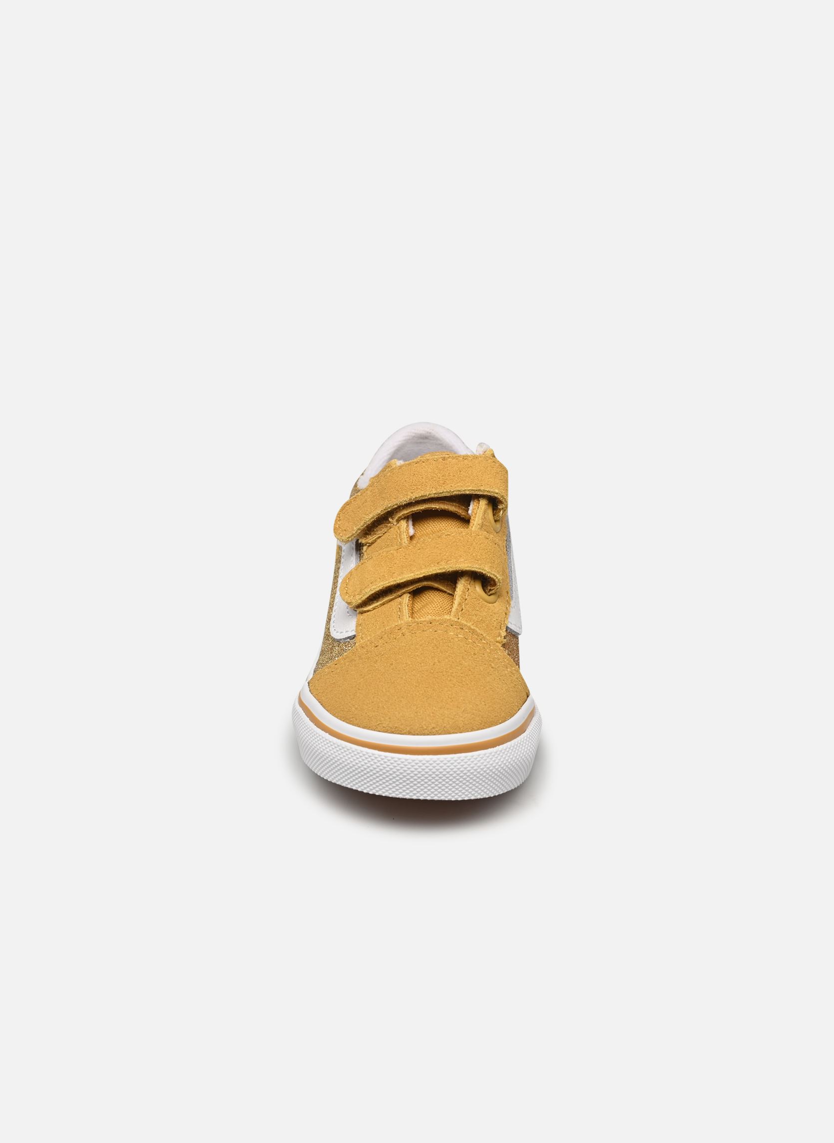 Niedrige Sneaker Old Skool V BB mädchen gelb Vans Niedrige Sneaker Old Skool V BB mädchen gelb GLITTER CHAMPAGNE GOLD