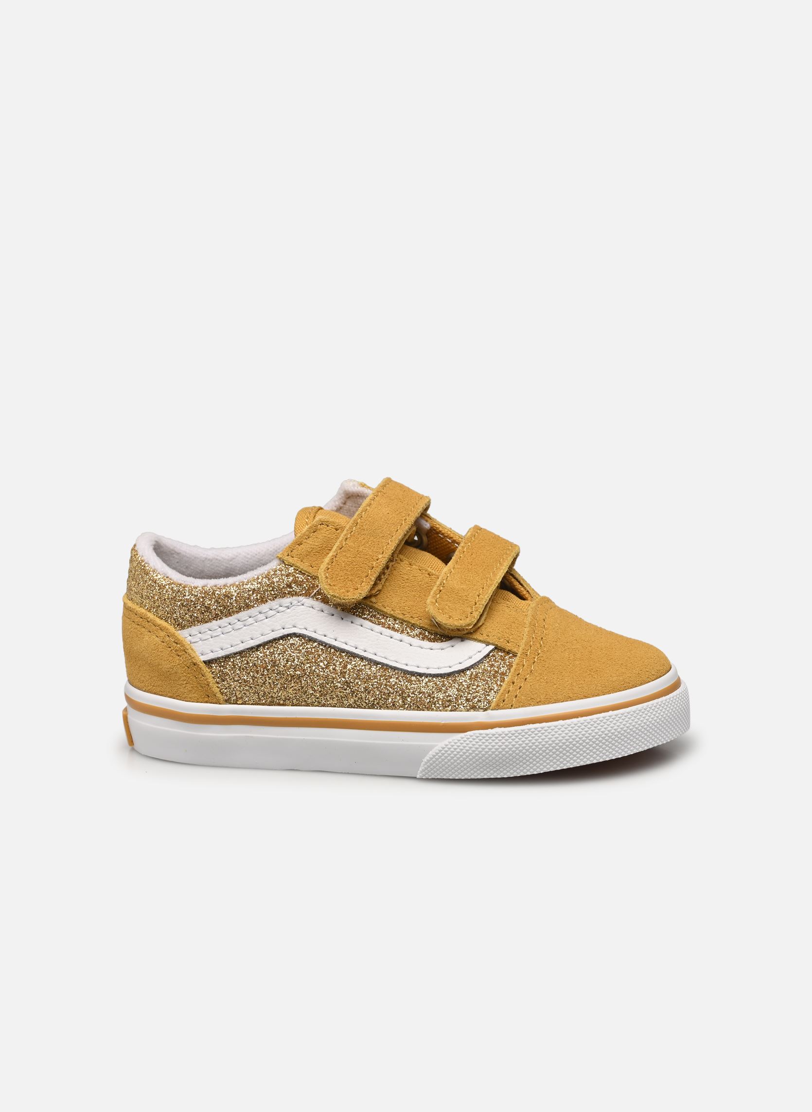 Niedrige Sneaker Old Skool V BB mädchen gelb Vans Niedrige Sneaker Old Skool V BB mädchen gelb GLITTER CHAMPAGNE GOLD