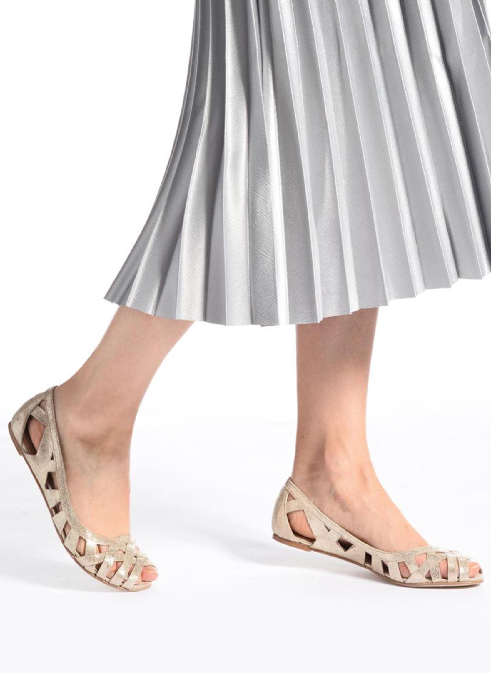 Klassische Ballerinas DERAY damen gold und bronze Jonak Klassische Ballerinas DERAY damen gold und bronze Croute laminée platine