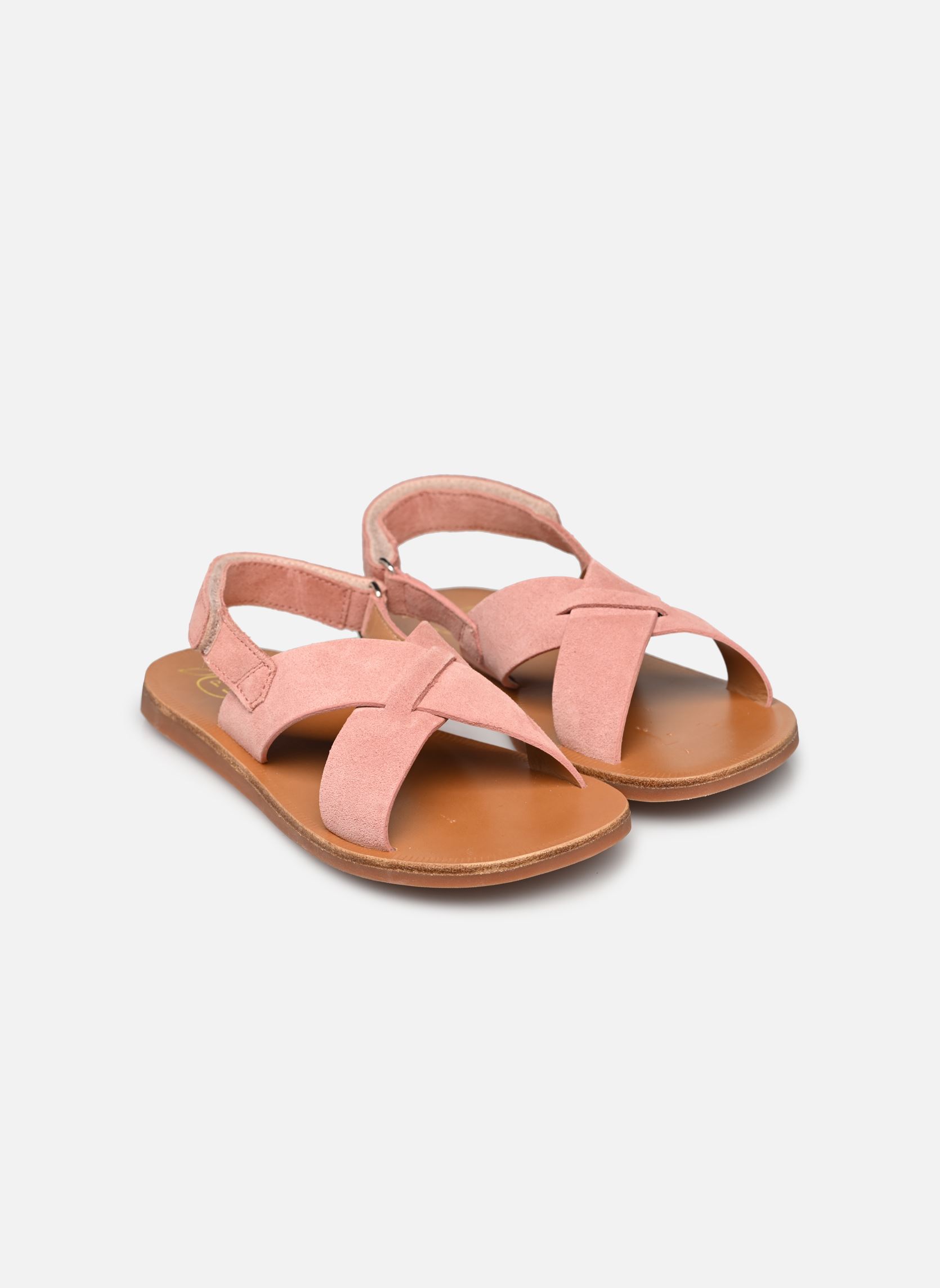 Sandalen PLAGETTE CROSS mädchen rosa Pom d Api Sandalen PLAGETTE CROSS mädchen rosa VIEUX ROSE