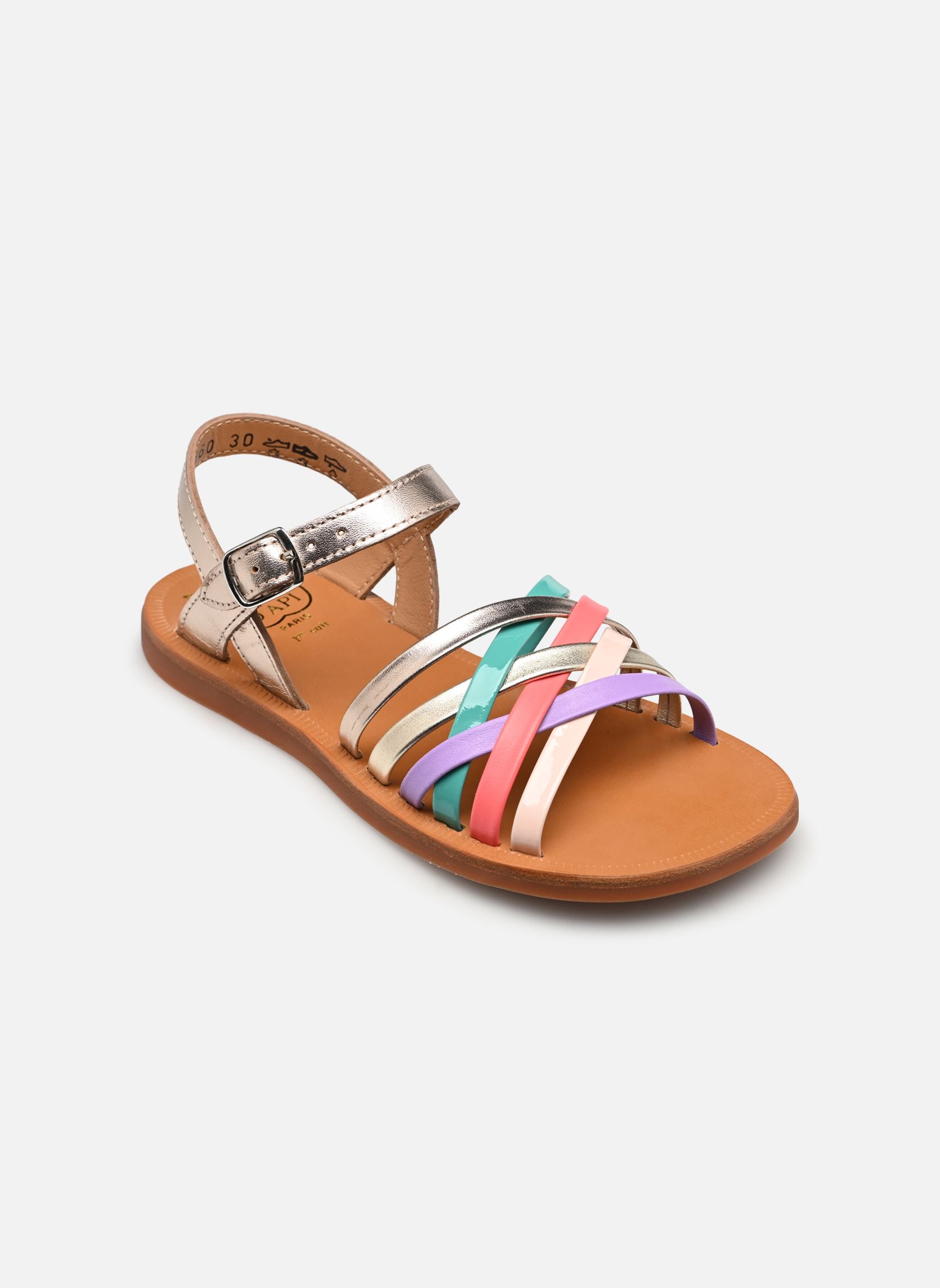 Sandalen PLAGETTE LUX mädchen mehrfarbig Pom d Api Sandalen PLAGETTE LUX mädchen mehrfarbig ORO PALLA