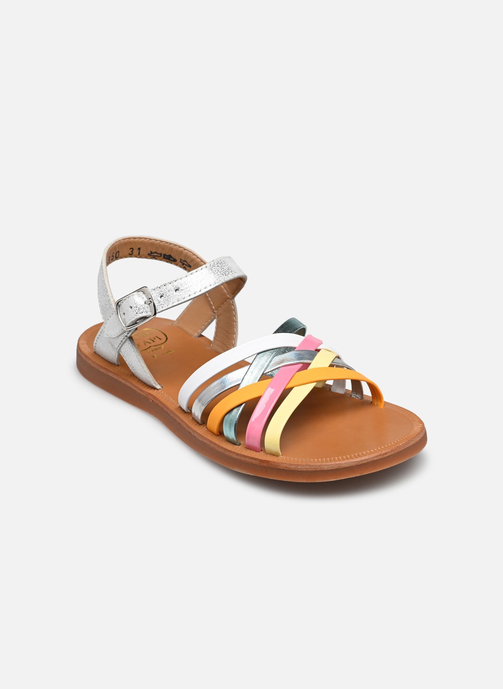 Sandalen PLAGETTE LUX mädchen mehrfarbig Pom d Api Sandalen PLAGETTE LUX mädchen mehrfarbig SILVER-MULTI FRESH