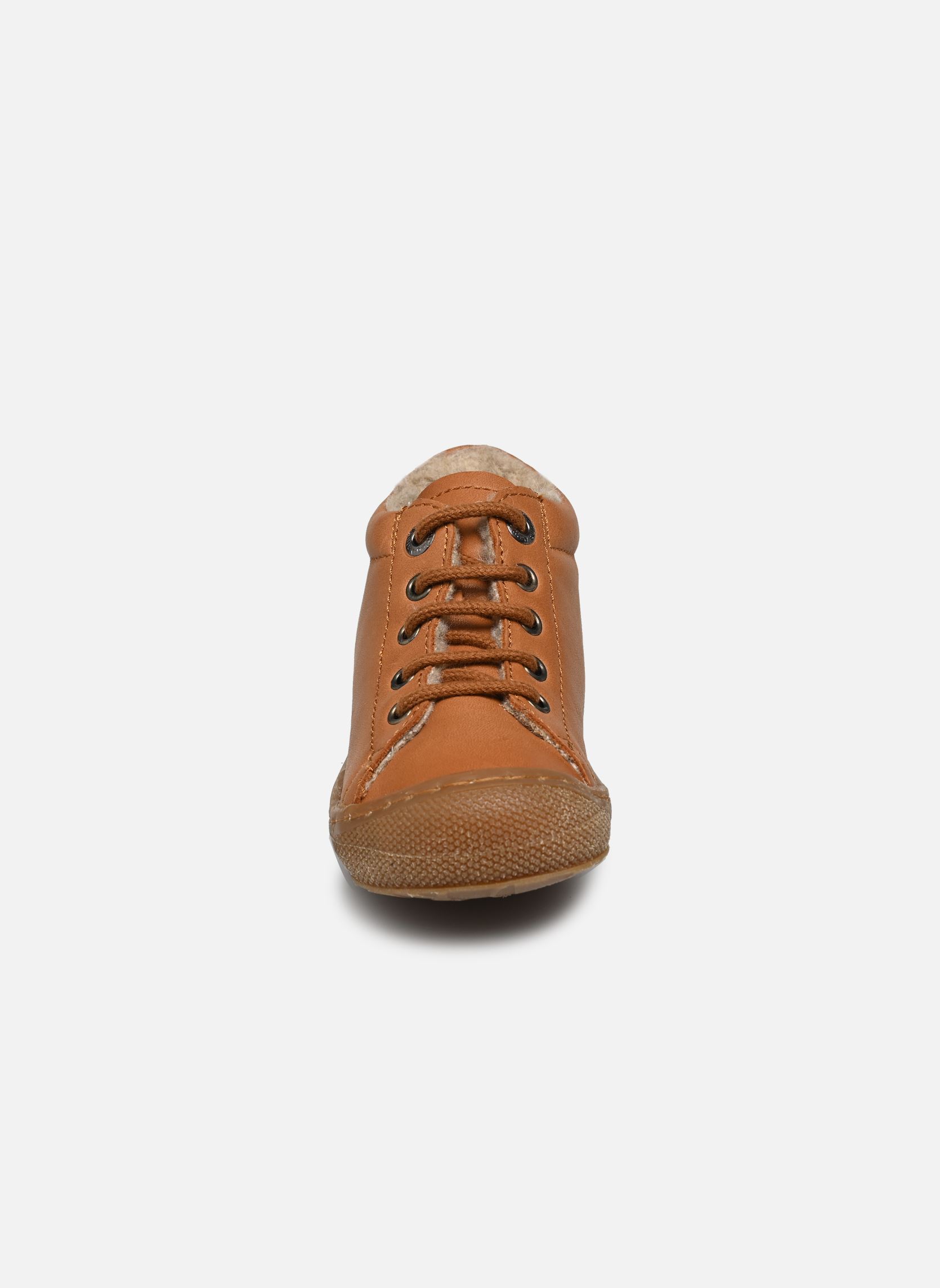 Babyschoenen Cocoon bruin Naturino Babyschoenen Cocoon bruin NAPPA SPAZZ LINE WOOL COGNAC