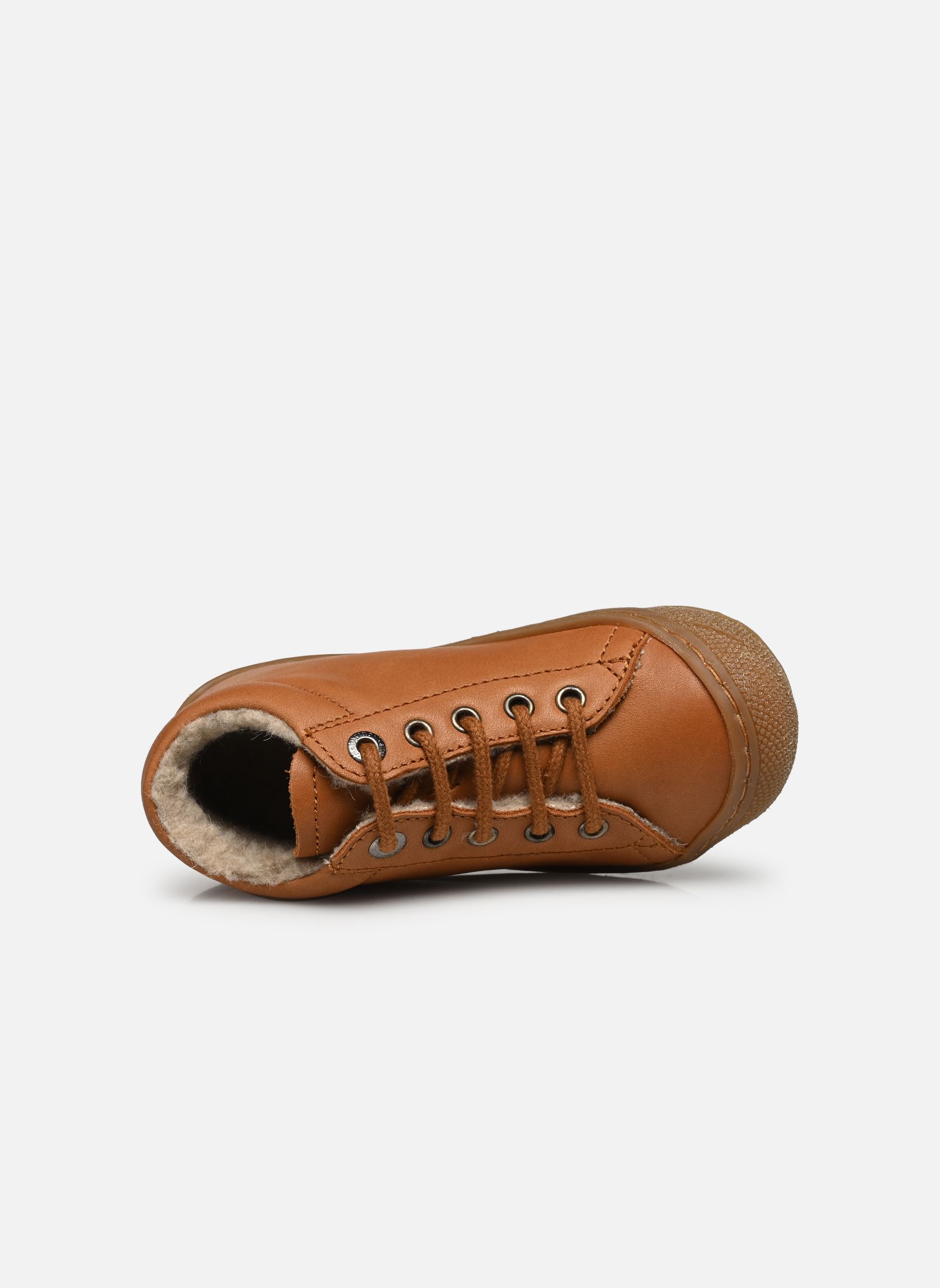 Babyschoenen Cocoon bruin Naturino Babyschoenen Cocoon bruin NAPPA SPAZZ LINE WOOL COGNAC