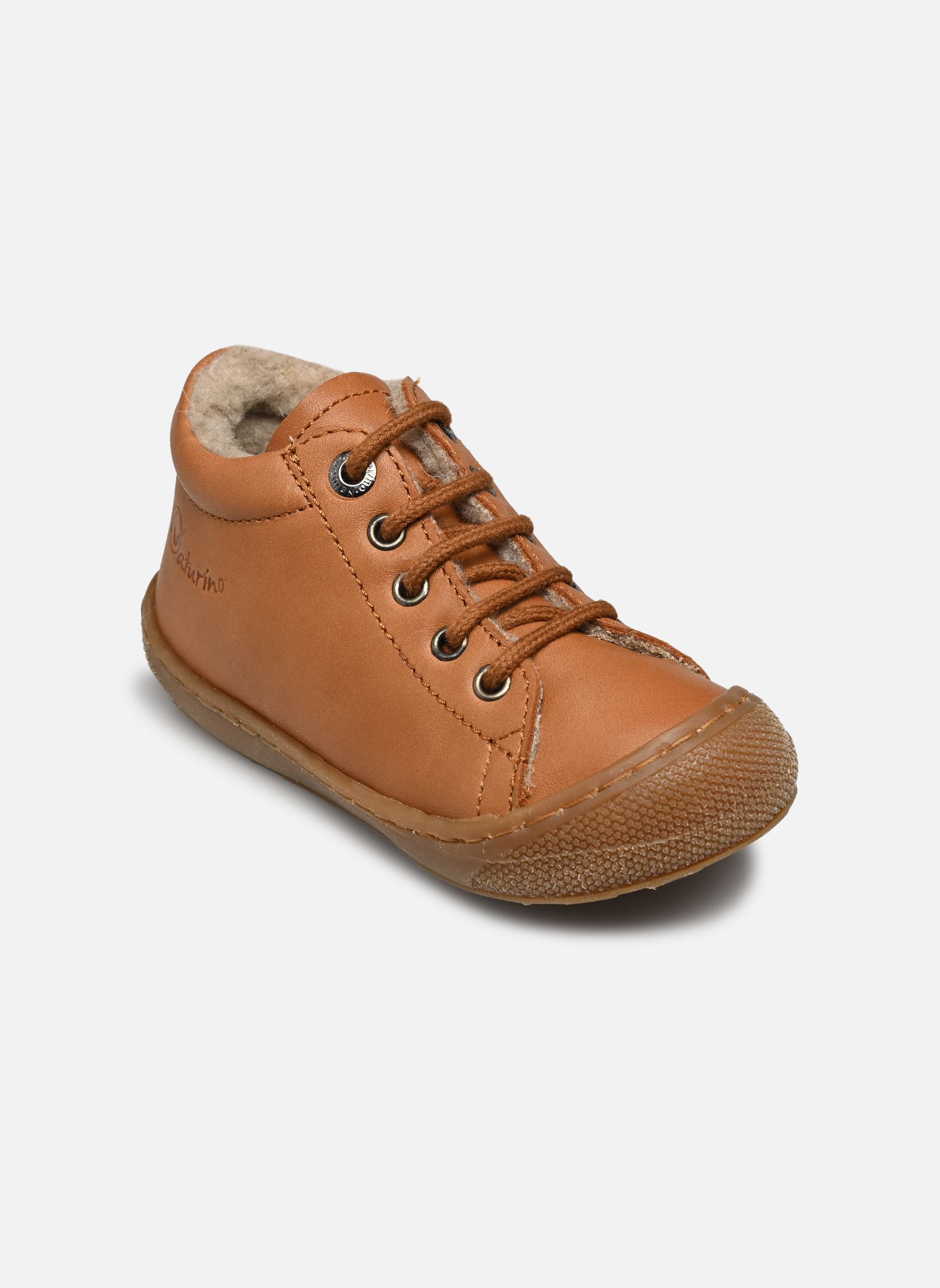 Babyschoenen Cocoon bruin Naturino Babyschoenen Cocoon bruin NAPPA SPAZZ LINE WOOL COGNAC