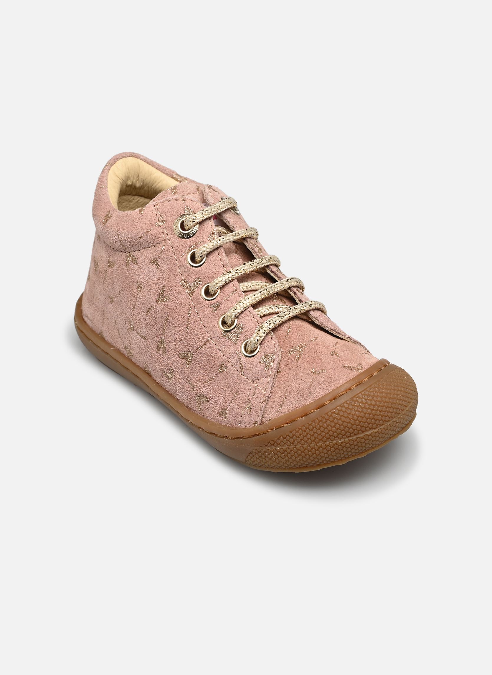 Chaussures premiers pas Cocoon fille beige Naturino Chaussures premiers pas Cocoon fille beige SUEDE PR GLITTER FLOWER HEART