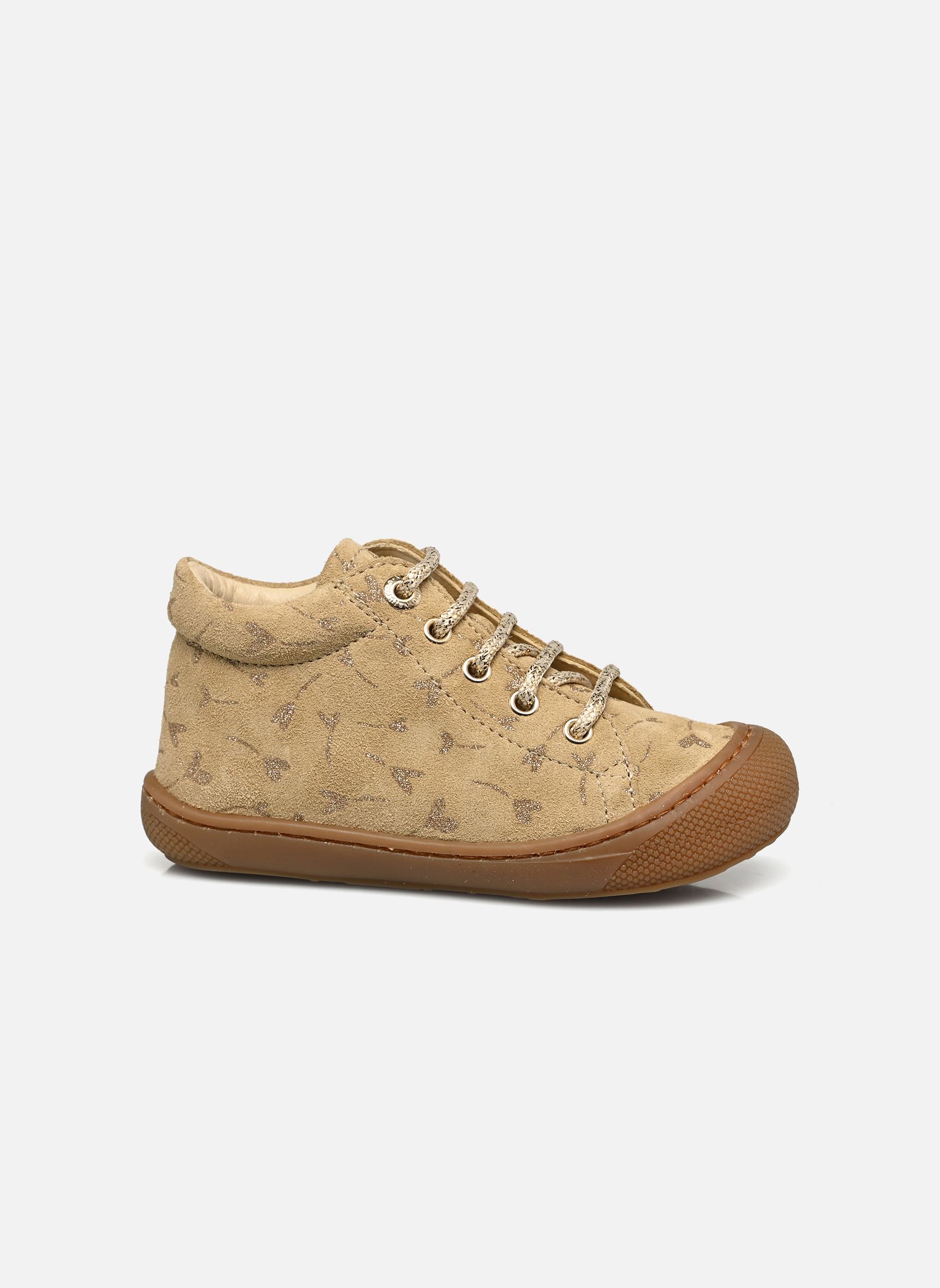 Chaussures premiers pas Cocoon fille beige Naturino Chaussures premiers pas Cocoon fille beige SUEDE PR GLITTER FLOWER HEART