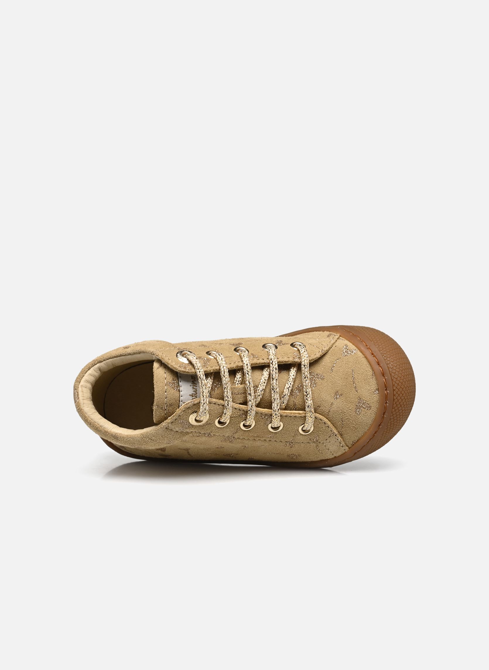 Chaussures premiers pas Cocoon fille beige Naturino Chaussures premiers pas Cocoon fille beige SUEDE PR GLITTER FLOWER HEART