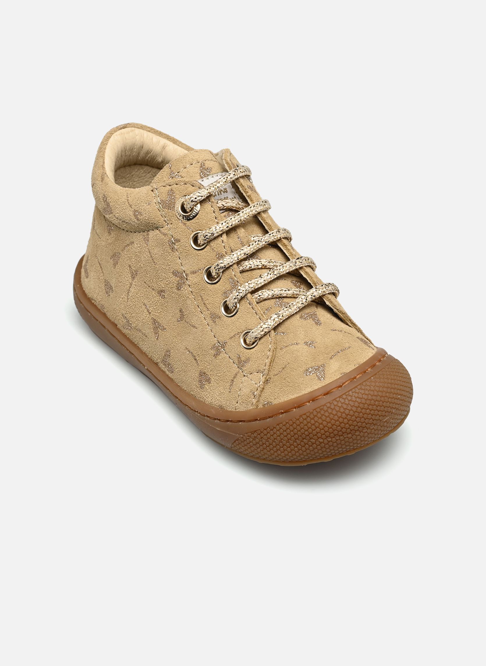 Chaussures premiers pas Cocoon fille beige Naturino Chaussures premiers pas Cocoon fille beige SUEDE PR GLITTER FLOWER HEART