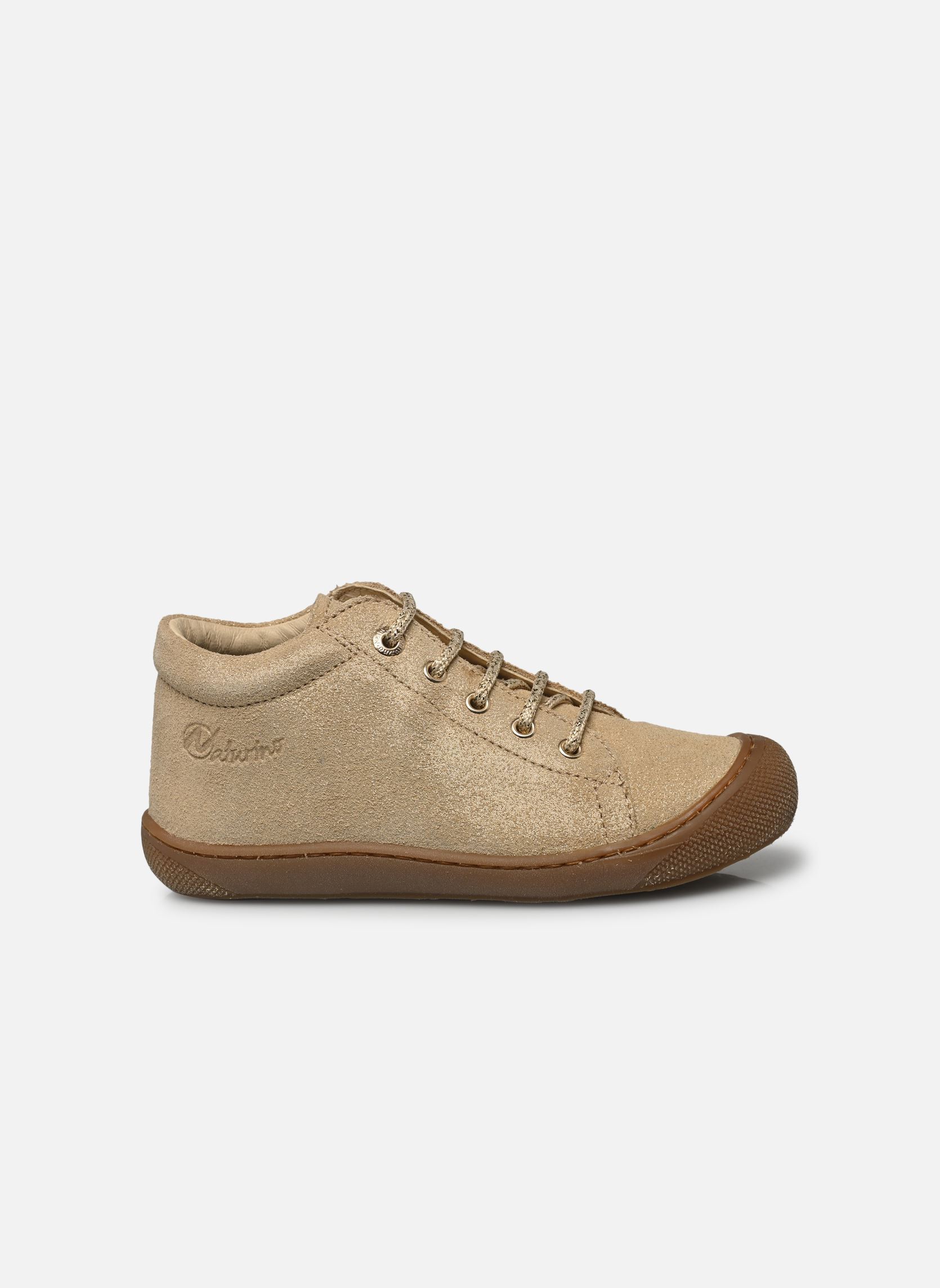 Babyschoenen Cocoon meisjes goud en brons Naturino Babyschoenen Cocoon meisjes goud en brons SUEDE GLITTER PLATINUM