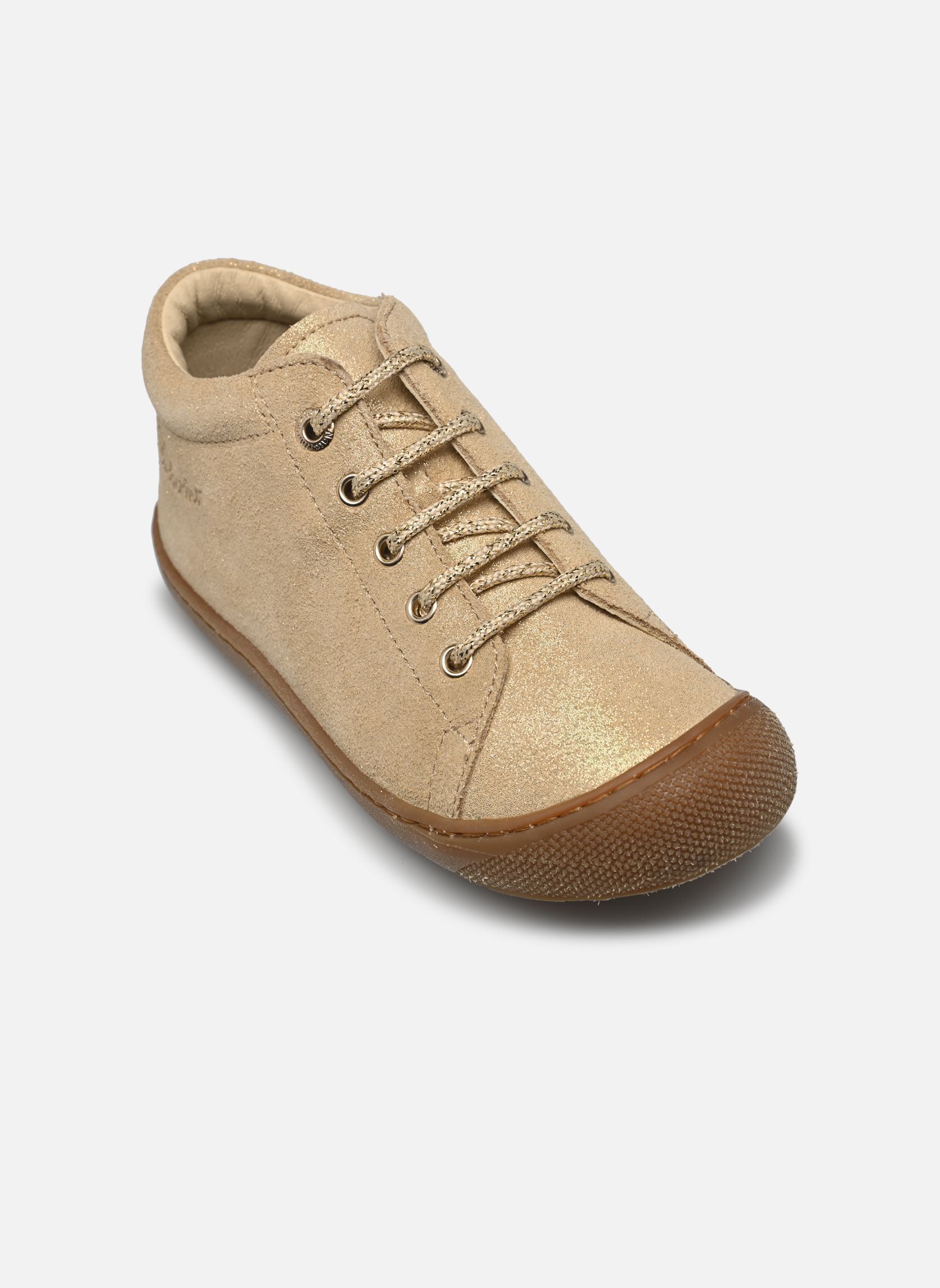Babyschoenen Cocoon meisjes goud en brons Naturino Babyschoenen Cocoon meisjes goud en brons SUEDE GLITTER PLATINUM