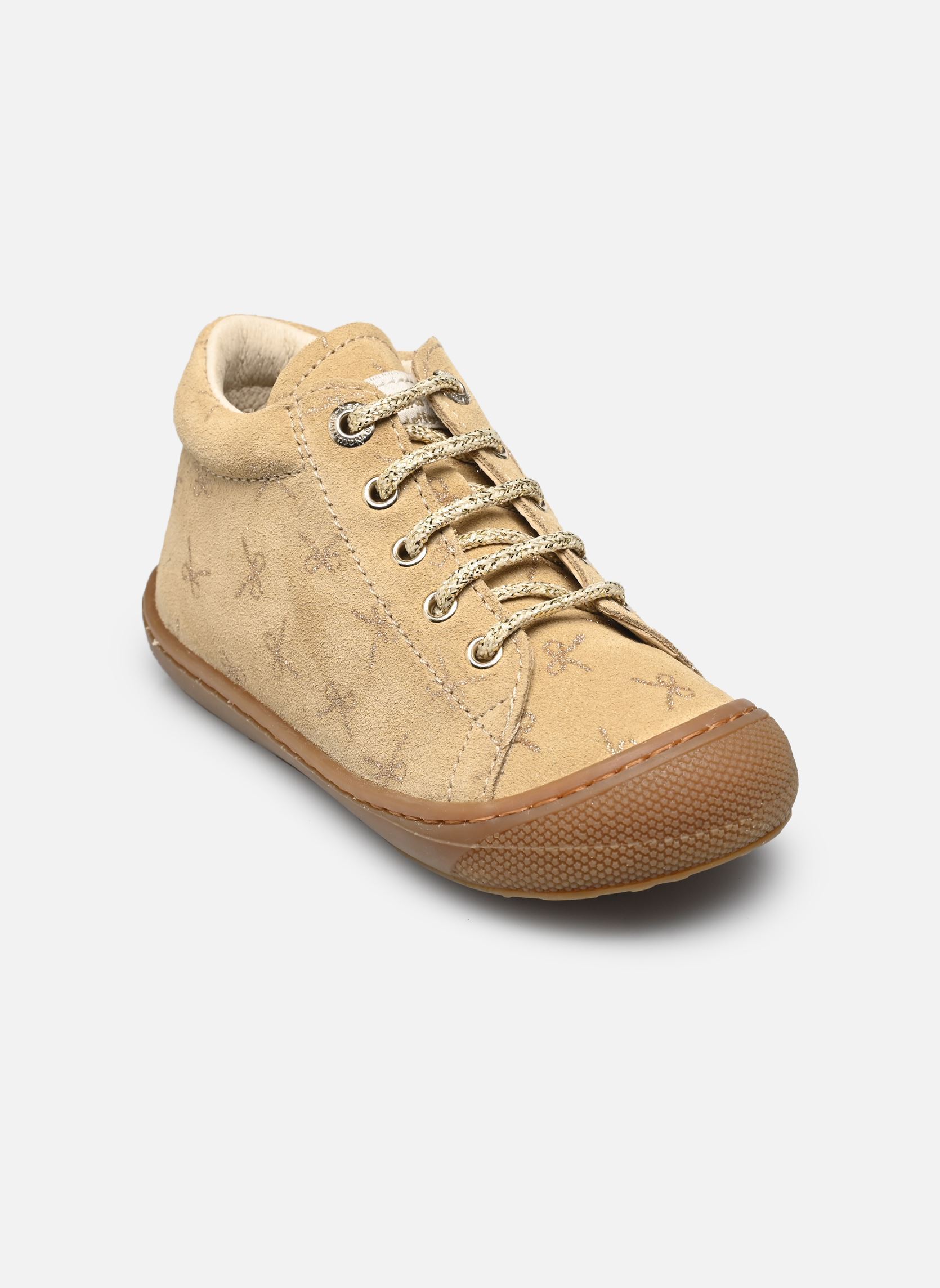 Chaussures premiers pas Cocoon fille beige Naturino Chaussures premiers pas Cocoon fille beige SUEDE PR.GLITTER MINI BOWS SAN