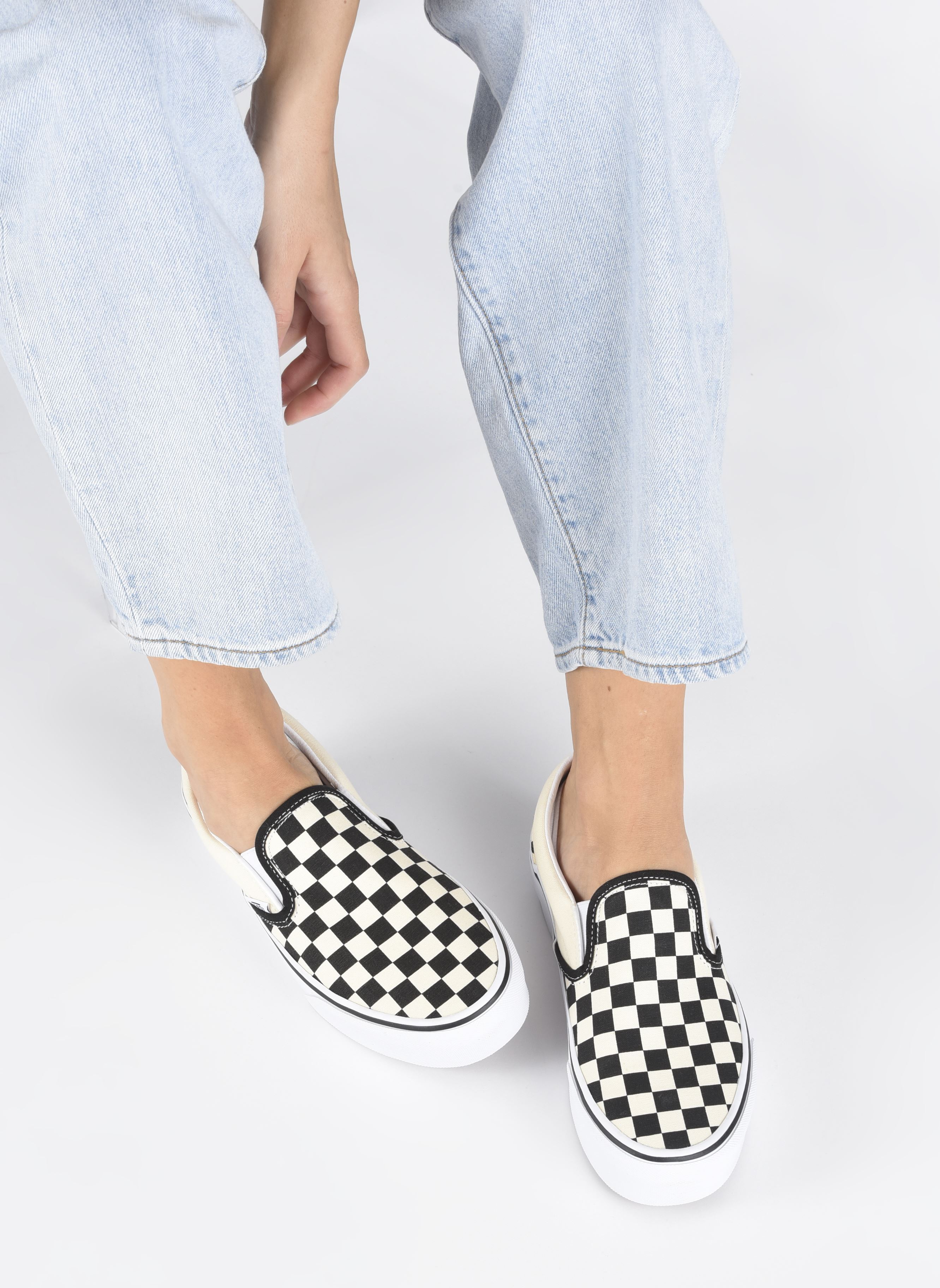 Leinen-Sneaker Classic Slip-On Platform damen schwarz Vans Leinen-Sneaker Classic Slip-On Platform damen schwarz BLACK AND WHITE CHECKERWHITE