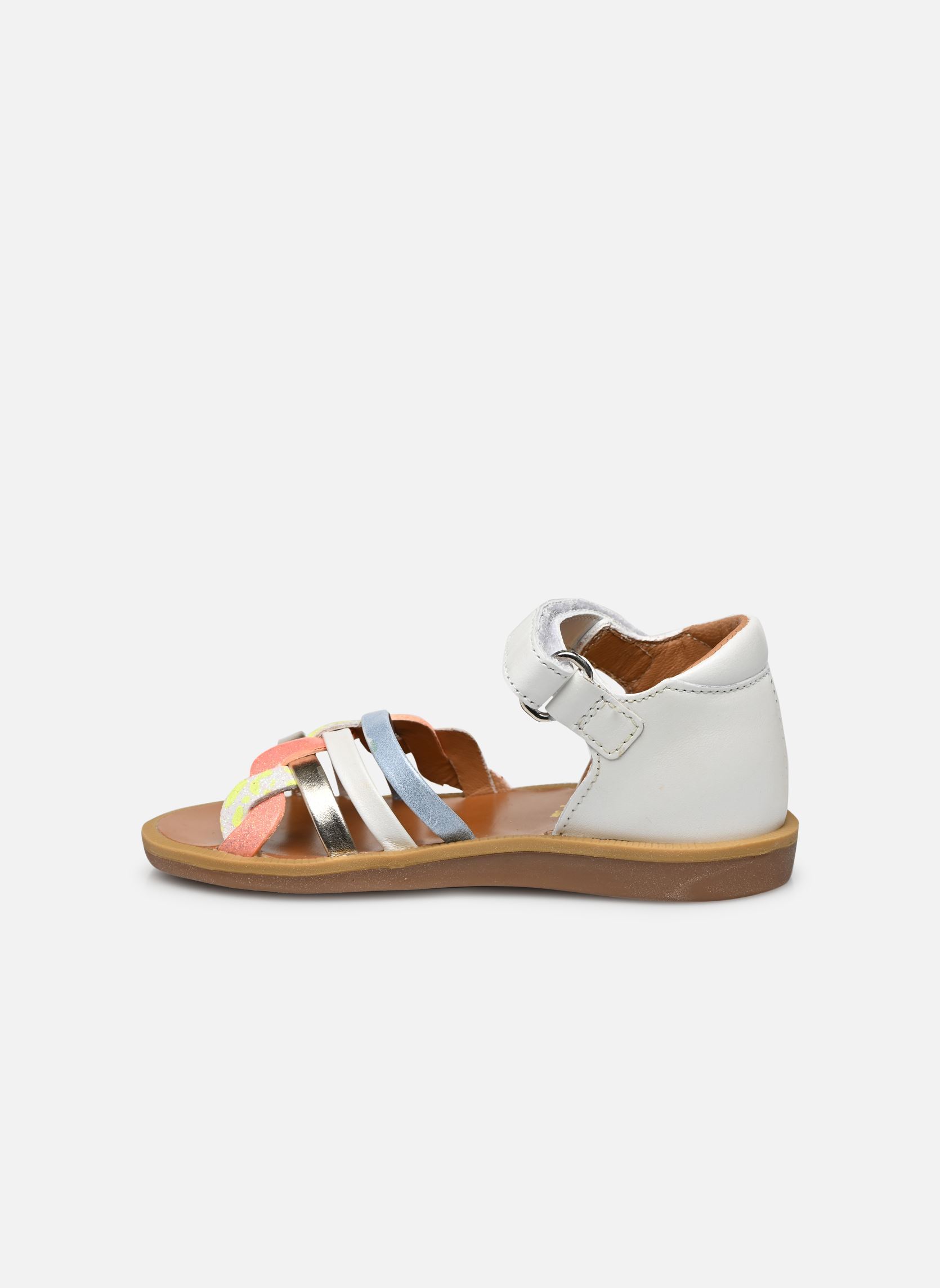 Sandales Poppy Tresse fille blanc Pom d Api Sandales Poppy Tresse fille blanc BLANC - BLOSSOM - CIEL