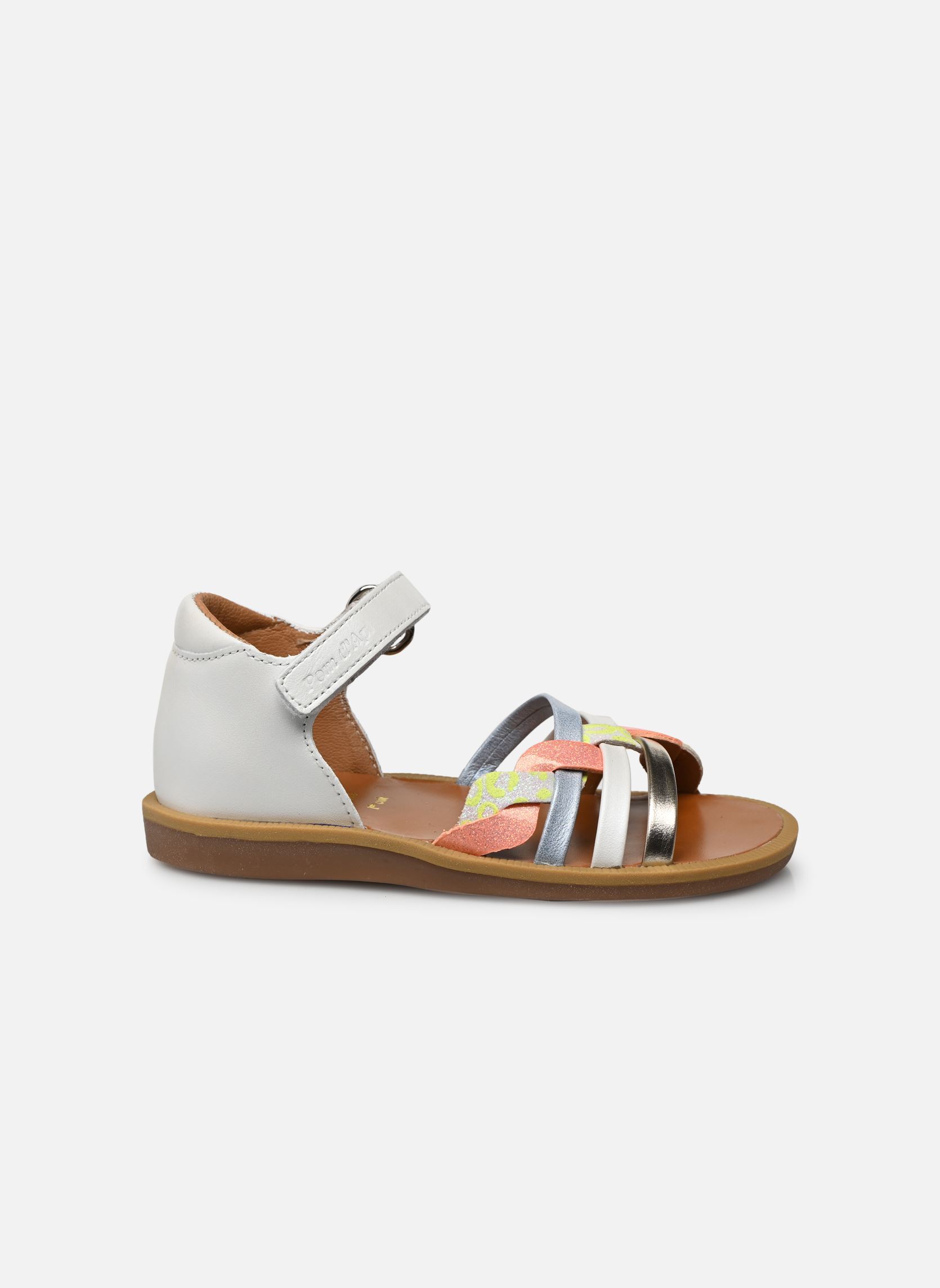 Sandales Poppy Tresse fille blanc Pom d Api Sandales Poppy Tresse fille blanc BLANC - BLOSSOM - CIEL