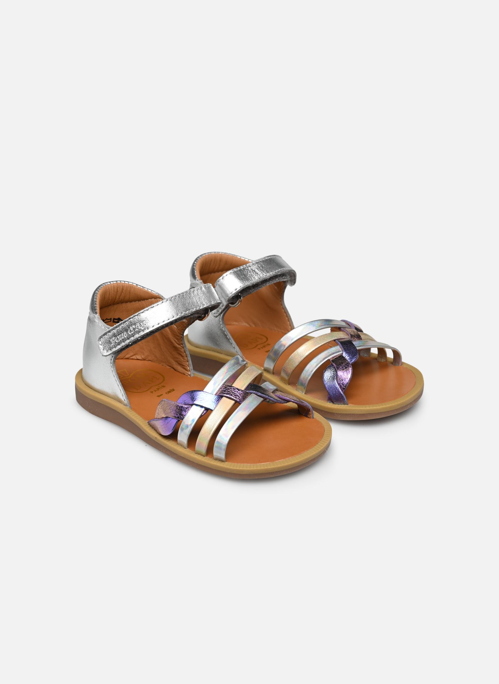 Sandales Poppy Tresse fille argent Pom d Api Sandales Poppy Tresse fille argent ARGENT