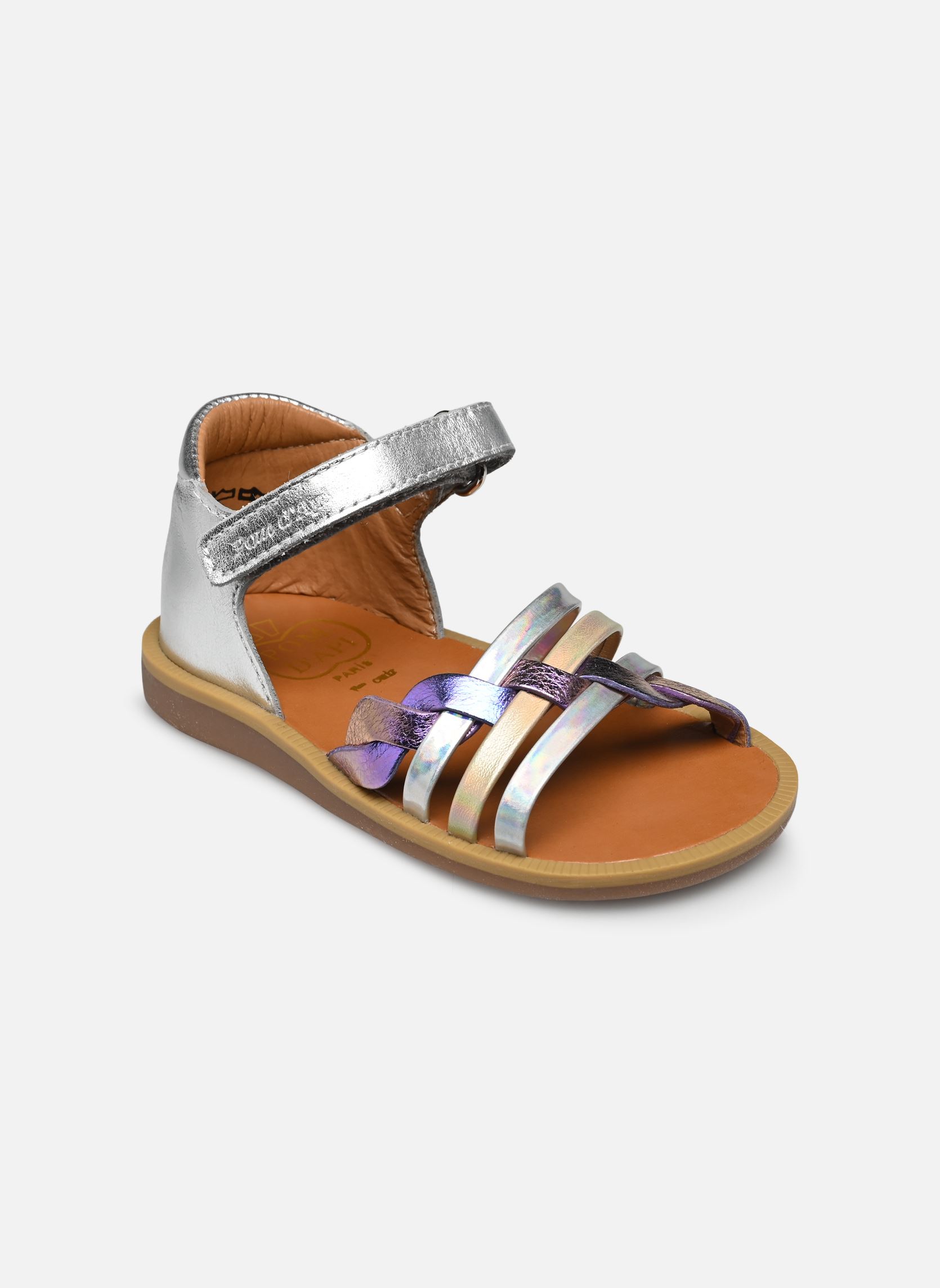 Sandales Poppy Tresse fille argent Pom d Api Sandales Poppy Tresse fille argent ARGENT