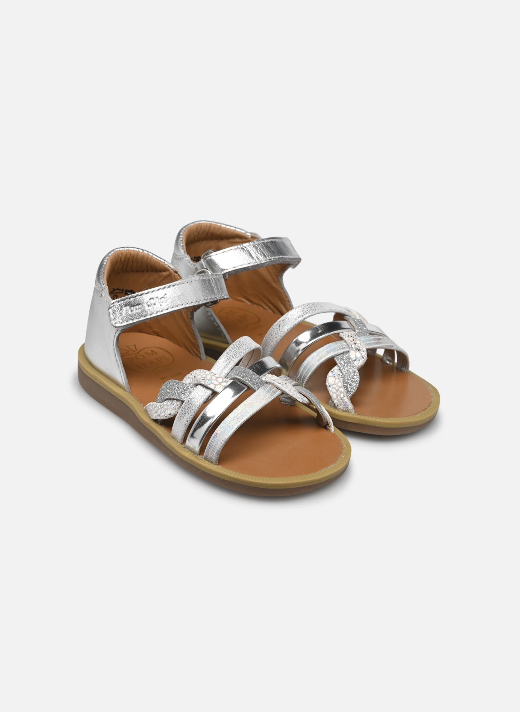 Sandalen Poppy Tresse mädchen silber Pom d Api Sandalen Poppy Tresse mädchen silber SILVER