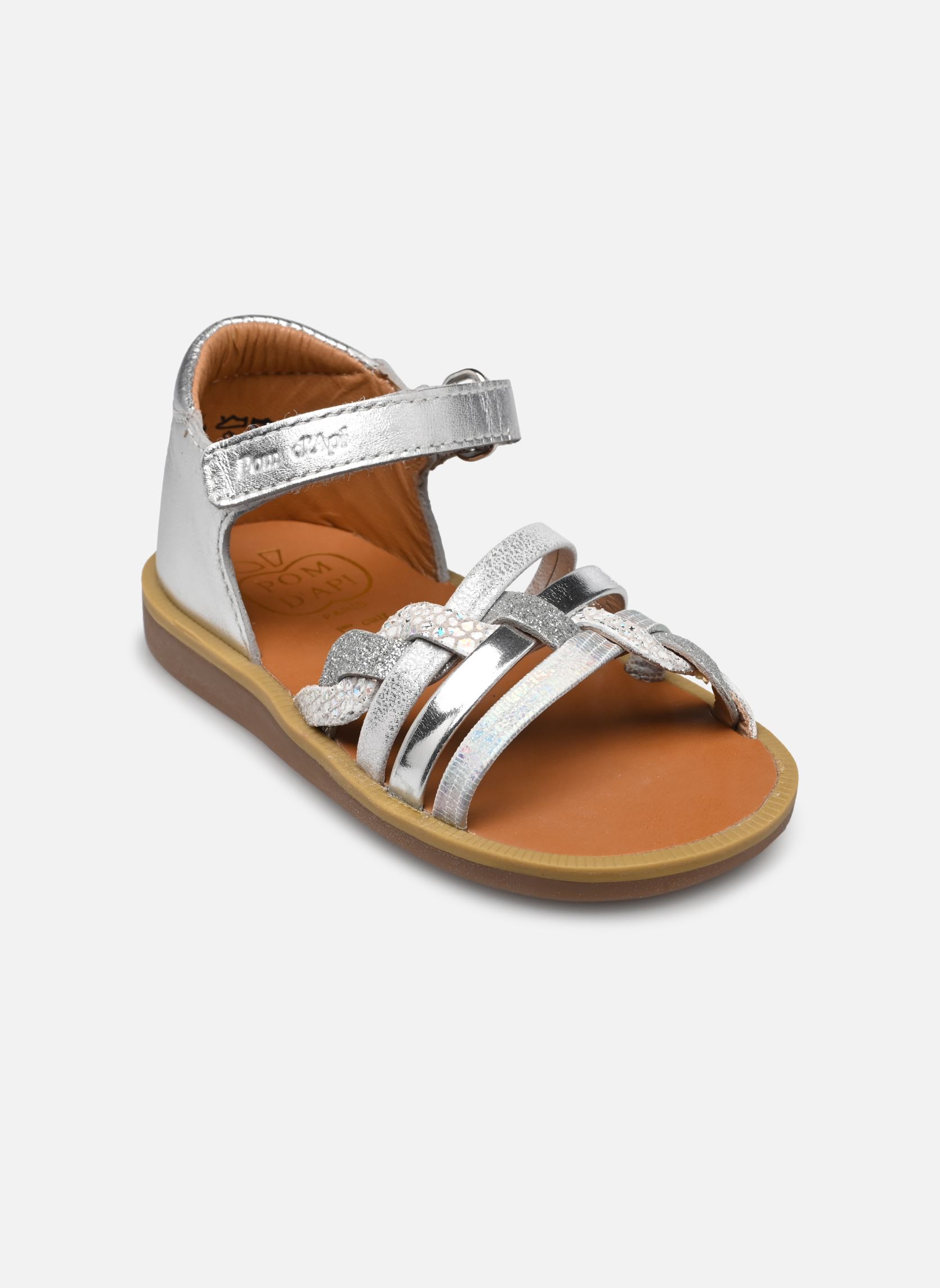 Sandalen Poppy Tresse mädchen silber Pom d Api Sandalen Poppy Tresse mädchen silber SILVER