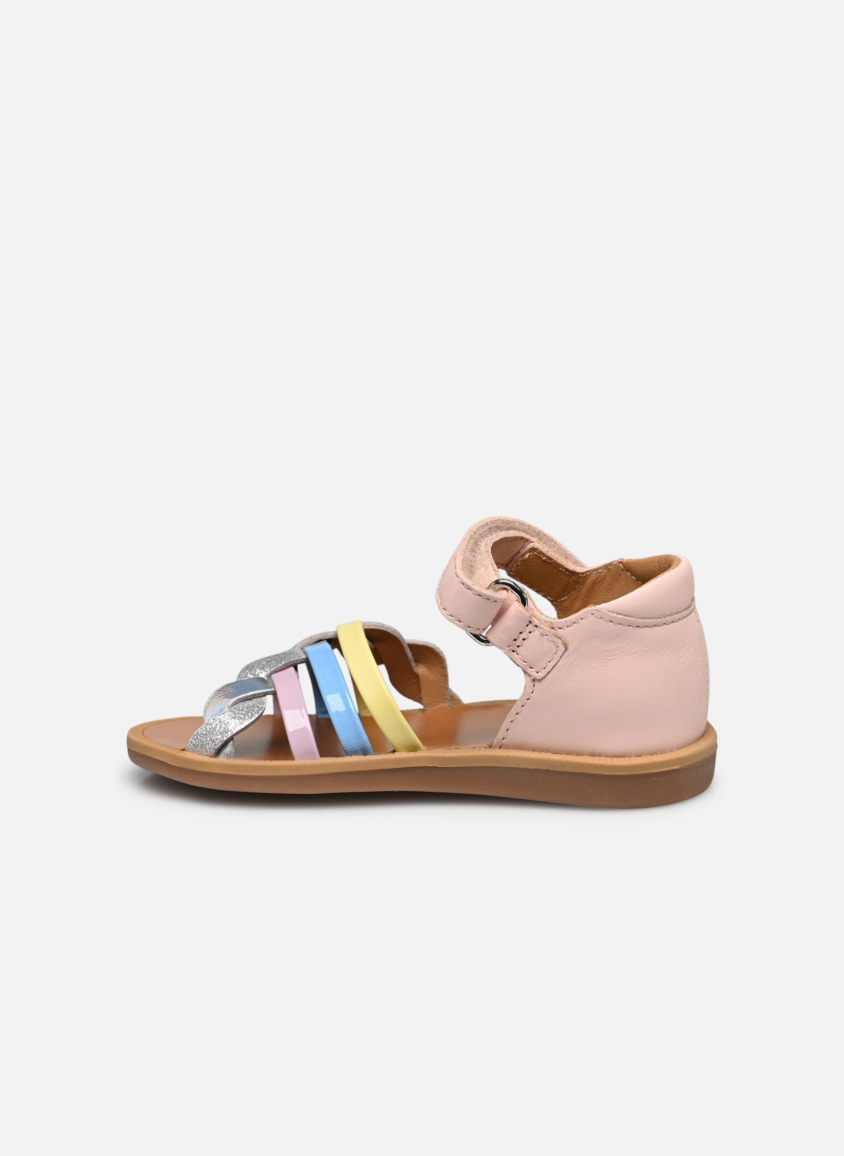 Sandales Poppy Tresse fille rose Pom d Api Sandales Poppy Tresse fille rose POUDRE-MULTICO