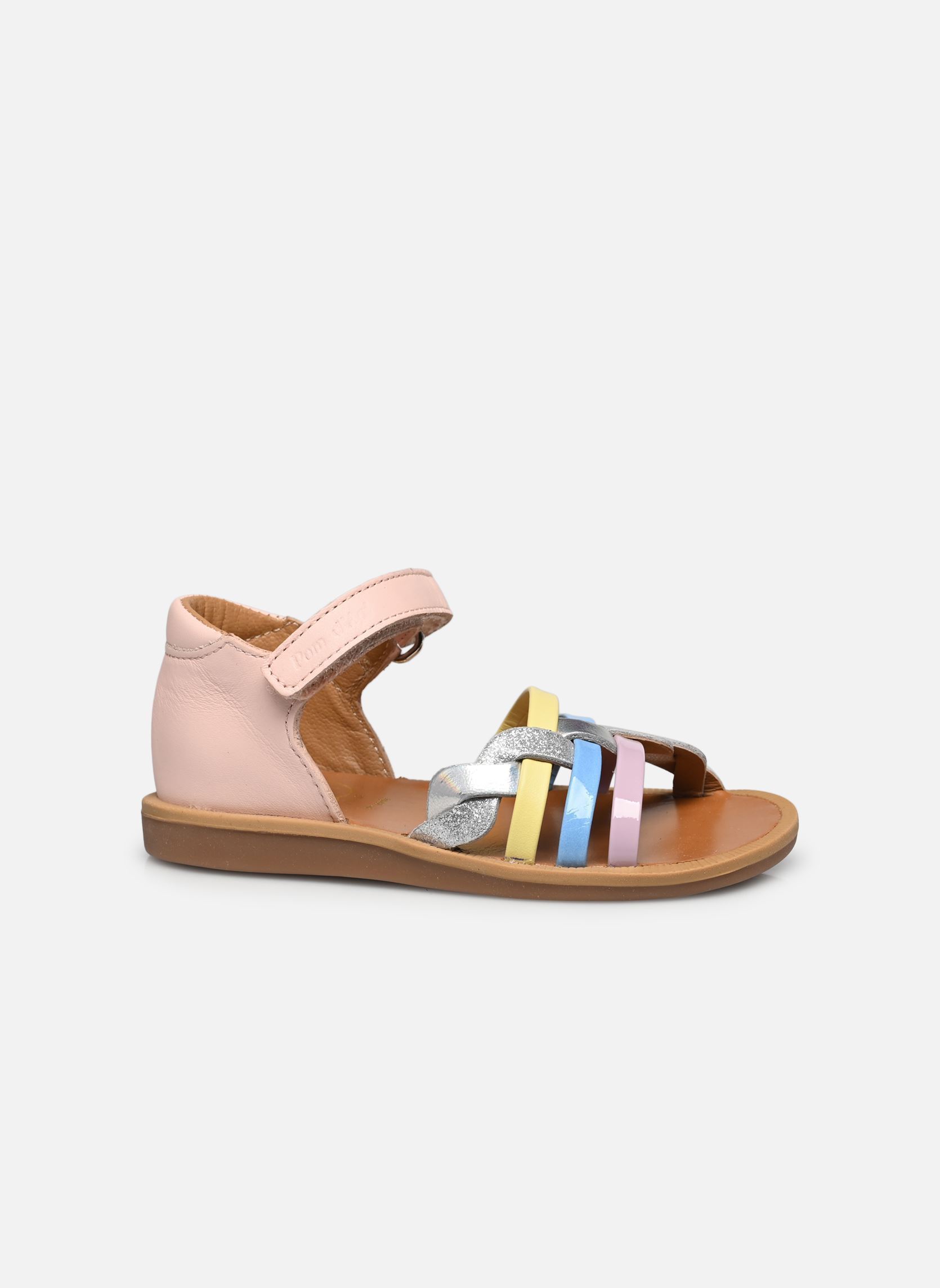 Sandales Poppy Tresse fille rose Pom d Api Sandales Poppy Tresse fille rose POUDRE-MULTICO